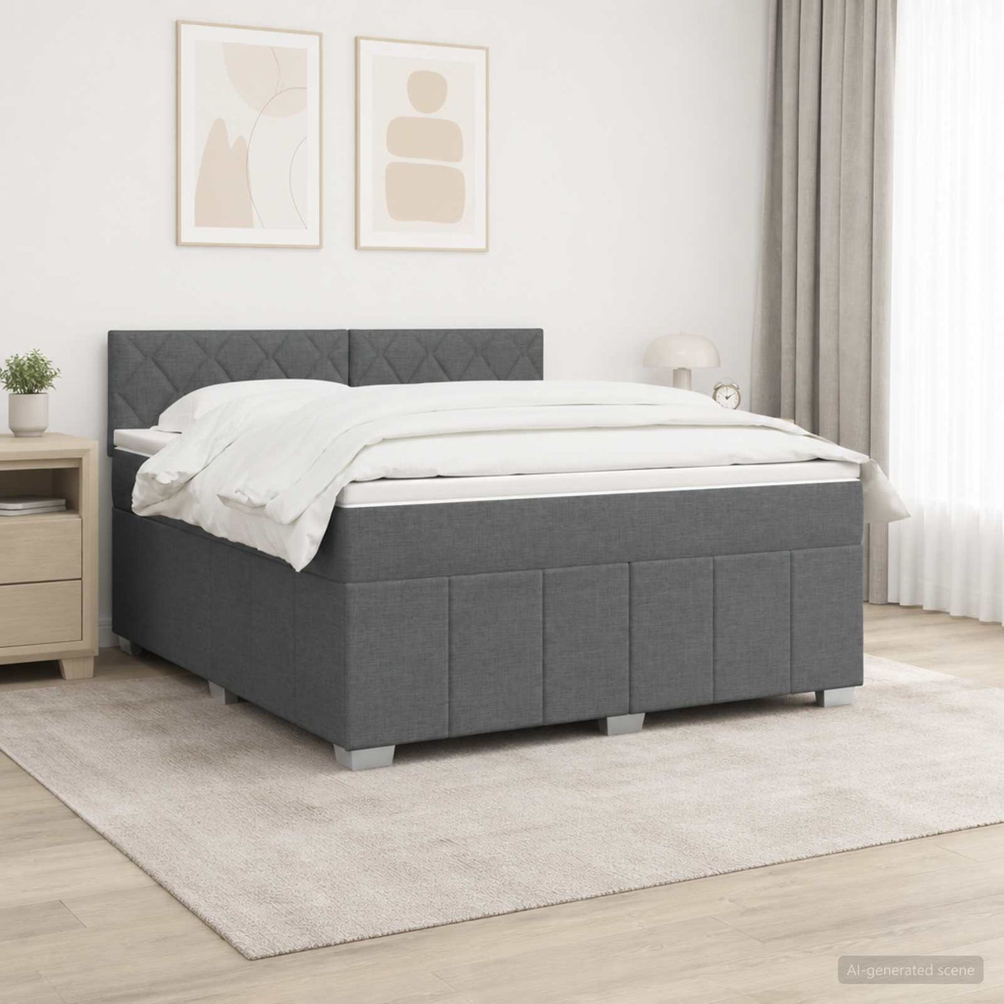 Boxspring ágy matraccal Sötétszürke 160 x 200 cm Szövet