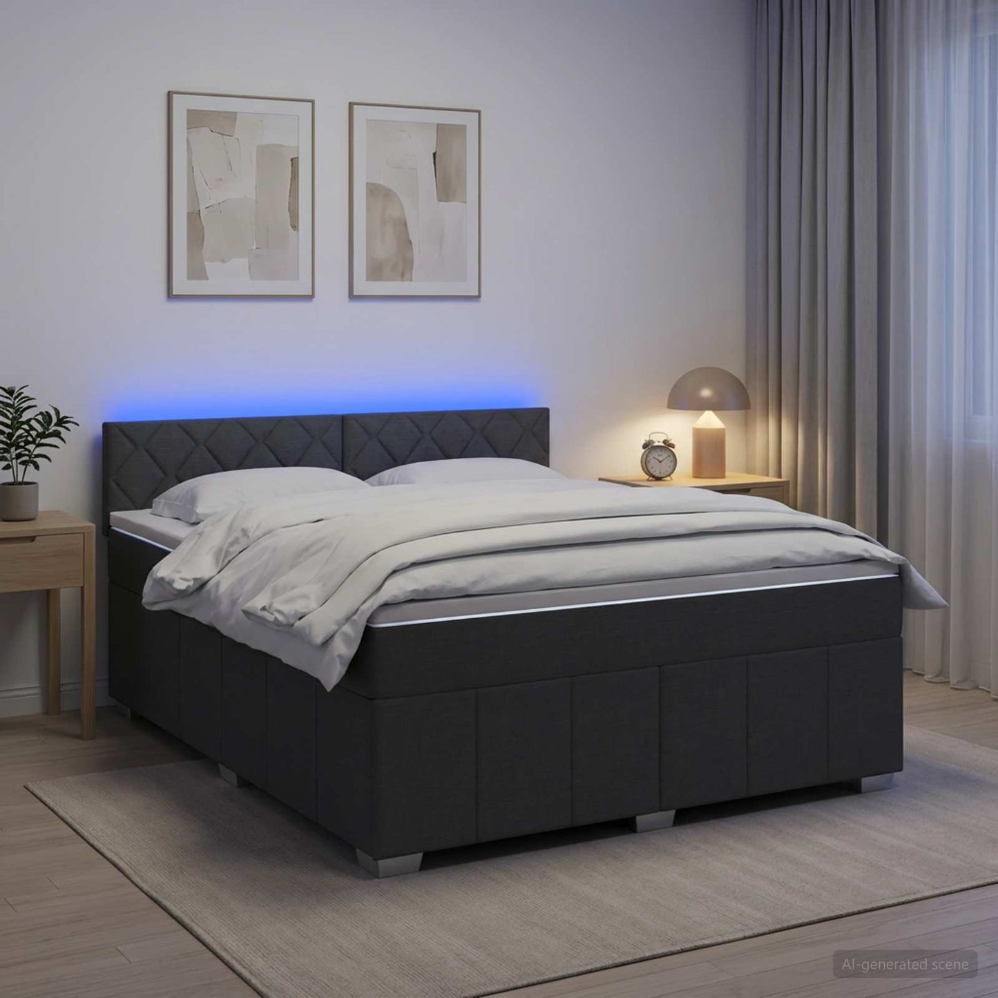 Boxspring ágy matraccal Sötétszürke 160 x 200 cm Szövet