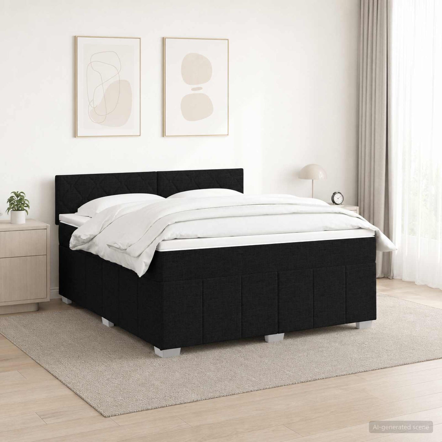 Boxspring ágy matraccal fejtámlával Fekete 180 x 200 cm Szövet