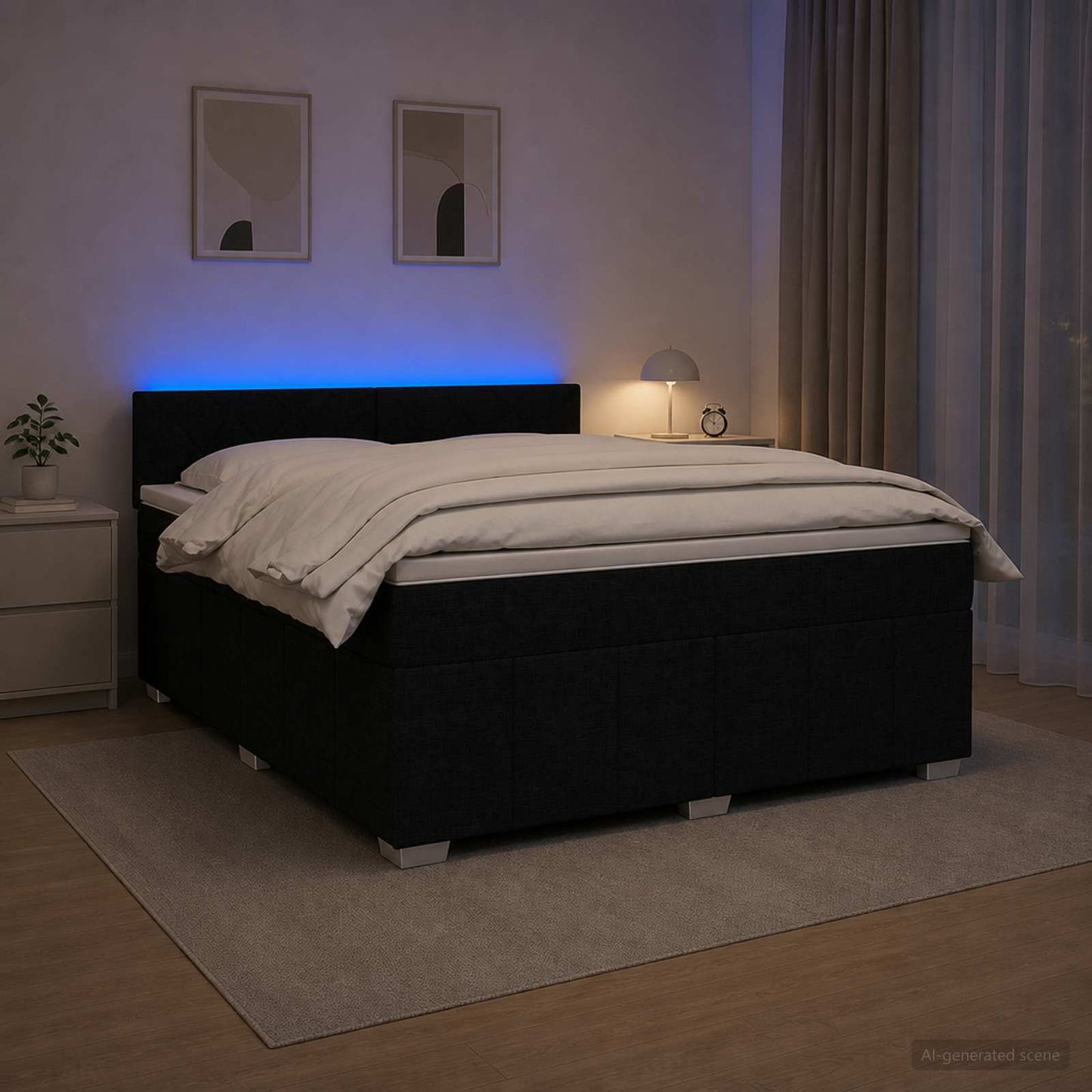 Boxspring ágy matraccal fejtámlával Fekete 180 x 200 cm Szövet