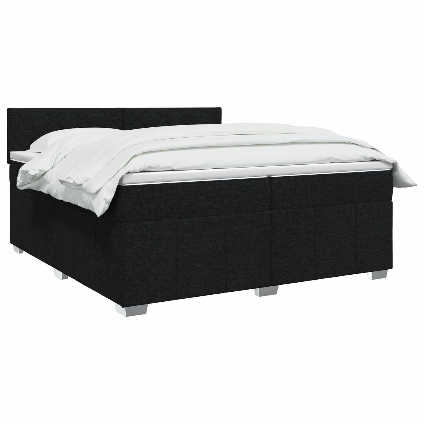 Boxspring ágy matraccal fejtámlával Fekete 200 x 200 cm Szövet