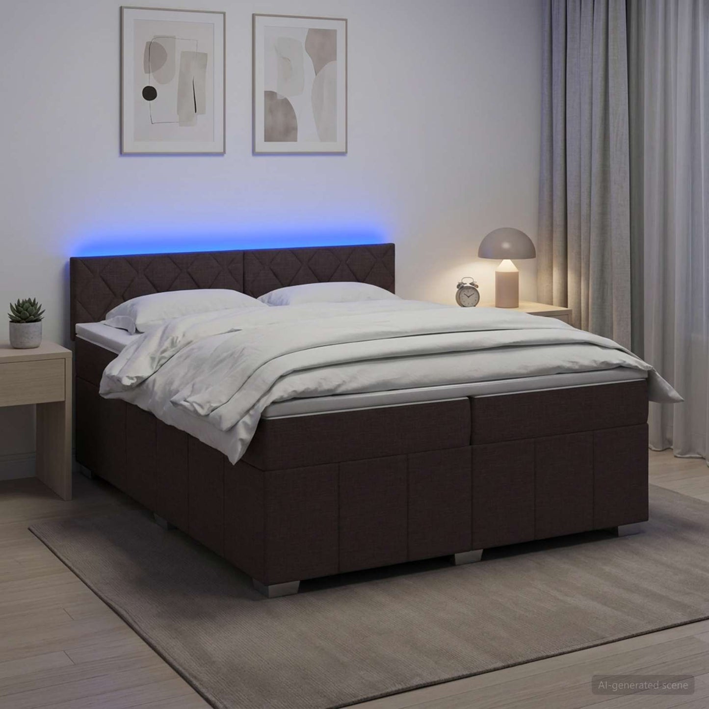 Boxspring ágy matraccal Sötét Barna 200 x 200 cm Szövet