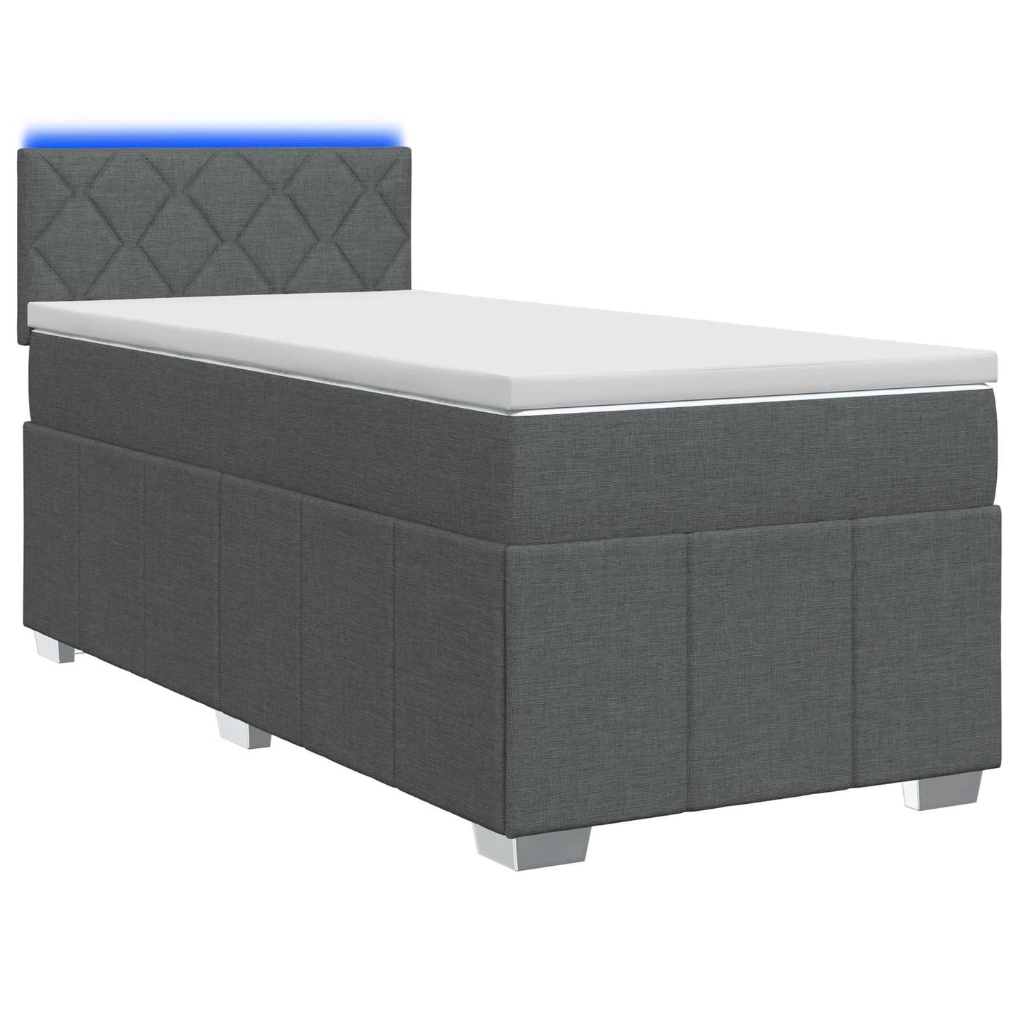 Boxspring ágy matraccal és LED-del Sötétszürke 90 x 190 cm