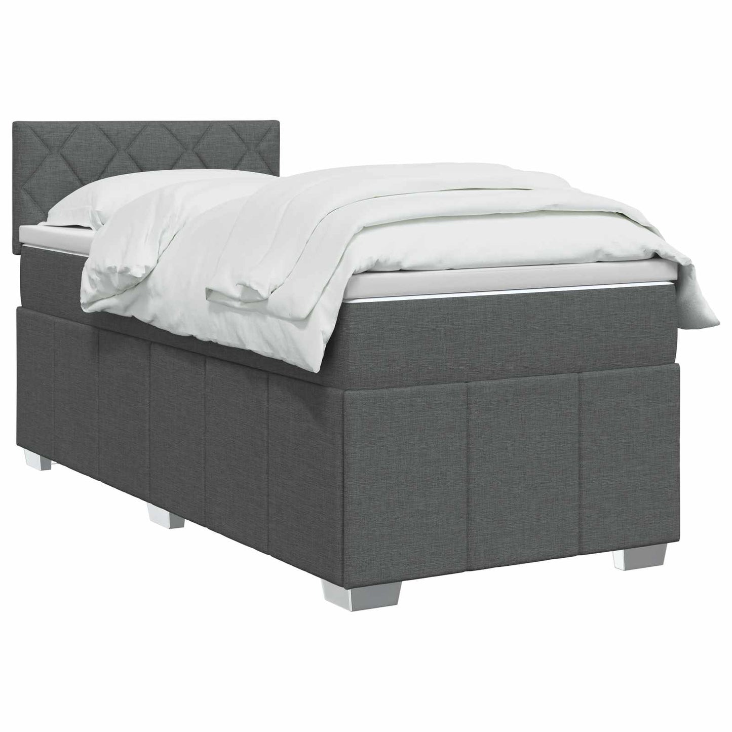 Boxspring ágy matraccal és LED-del Sötétszürke 90 x 190 cm