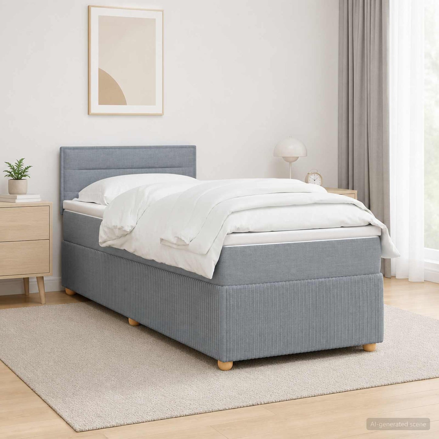 Boxspring ágy matraccal Világosszürke 80 x 200 cm Szövet