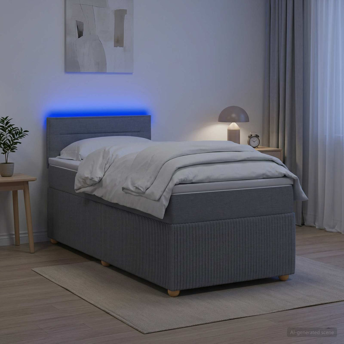 Boxspring ágy matraccal Világosszürke 80 x 200 cm Szövet