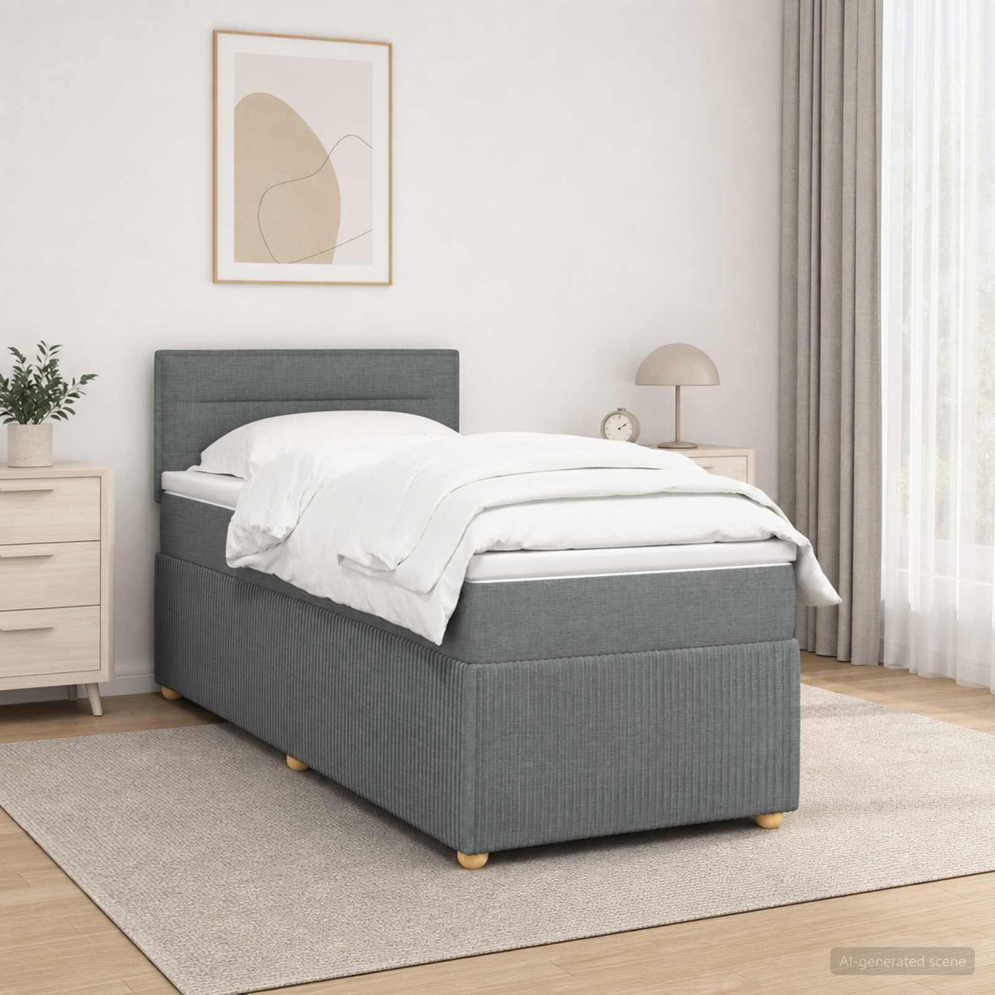 Boxspring ágy matraccal Sötétszürke 80 x 200 cm Szövet