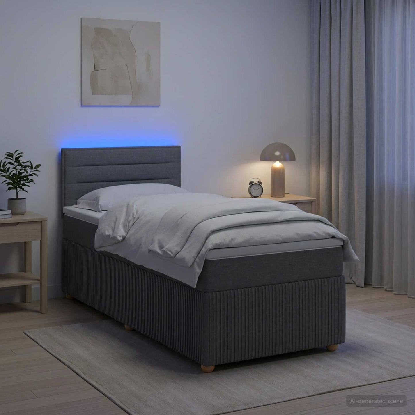 Boxspring ágy matraccal Sötétszürke 80 x 200 cm Szövet