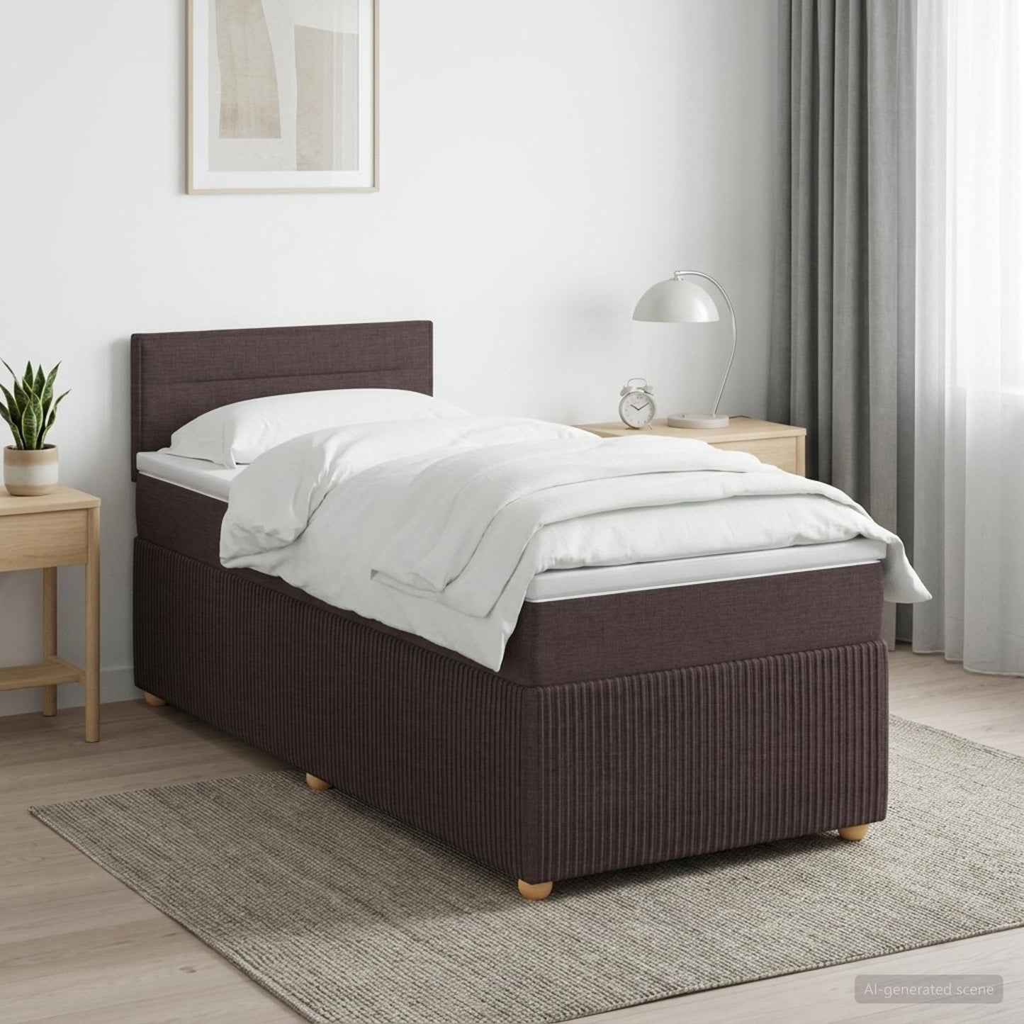 Boxspring ágy matraccal Sötét Barna 90 x 200 cm Szövet