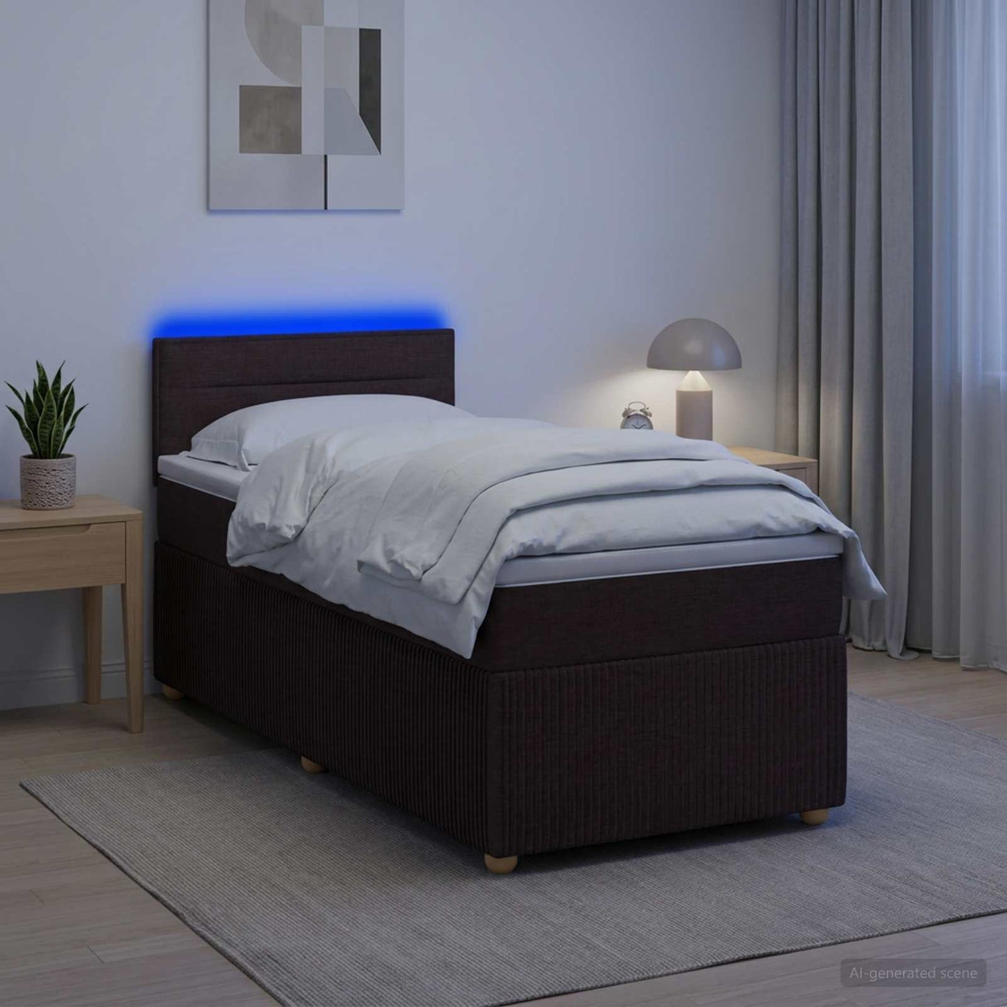 Boxspring ágy matraccal Sötét Barna 90 x 200 cm Szövet
