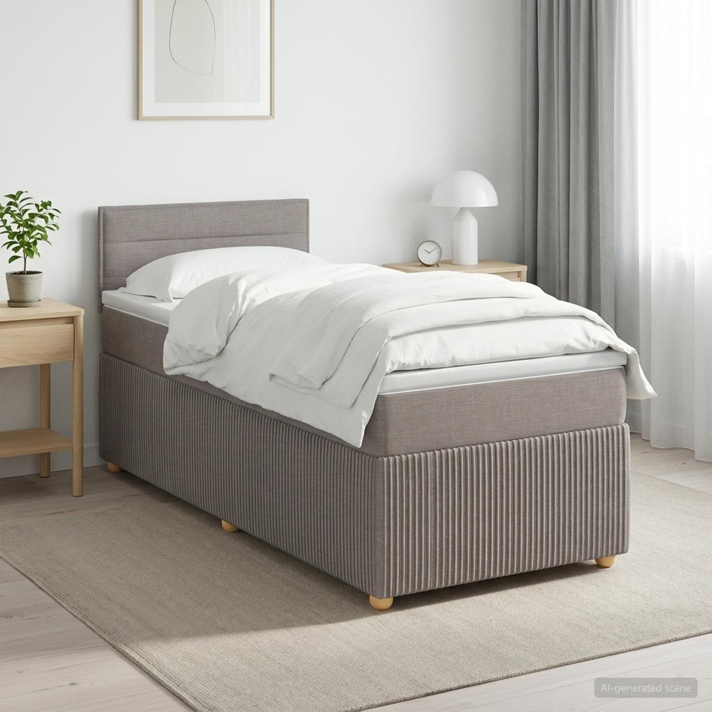 Boxspring ágy matraccal fejtámlával Tópszínű 80 x 200 cm Szövet