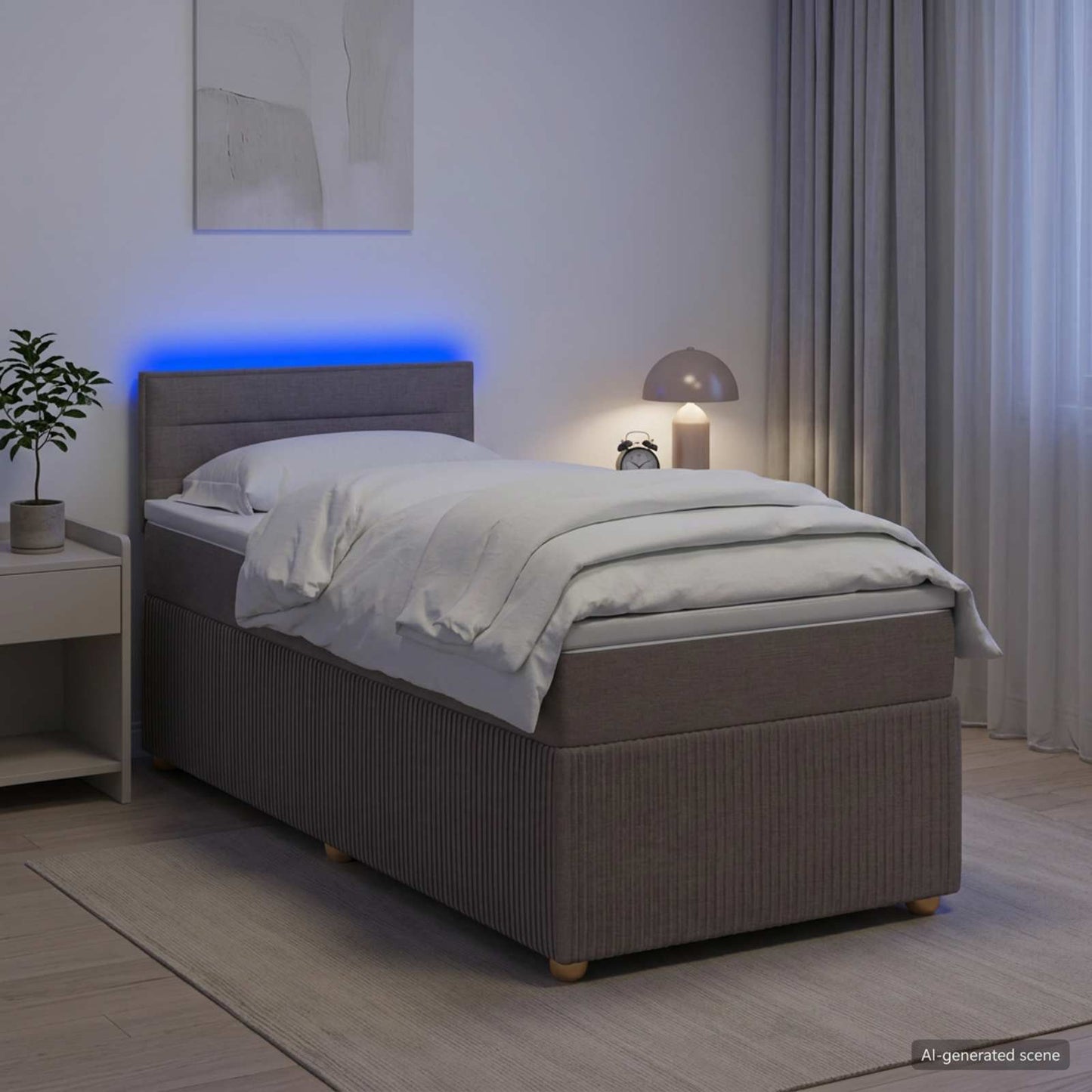 Boxspring ágy matraccal fejtámlával Tópszínű 80 x 200 cm Szövet