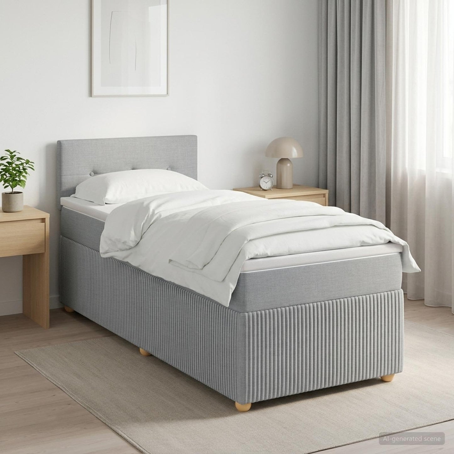 Boxspring ágy matraccal és LED-del Világosszürke 90 x 190 cm