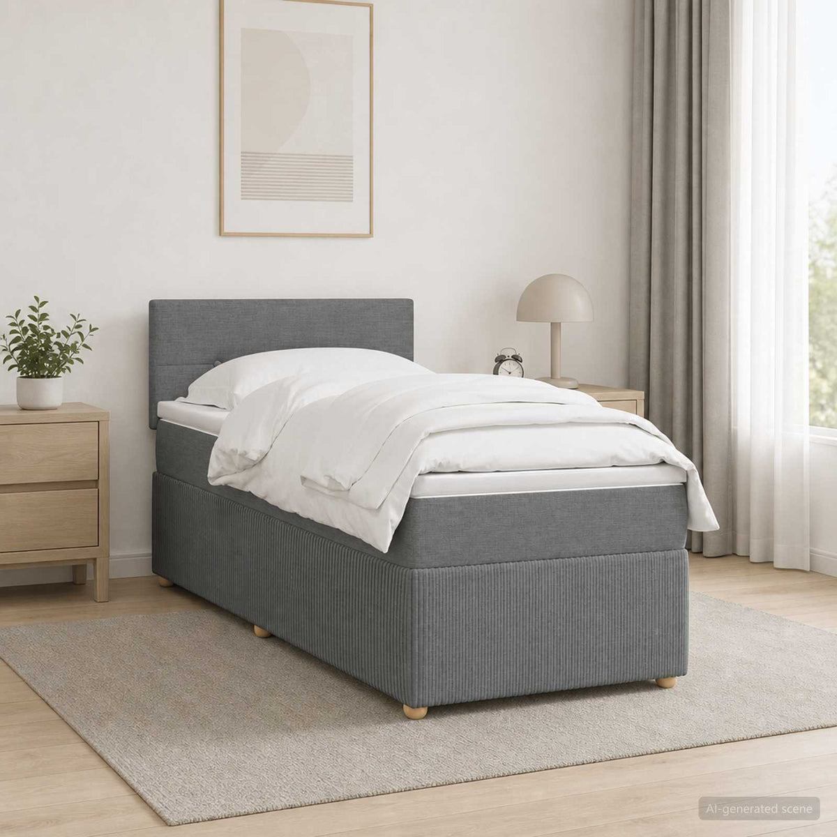 Boxspring ágy matraccal Sötétszürke 80 x 200 cm Szövet