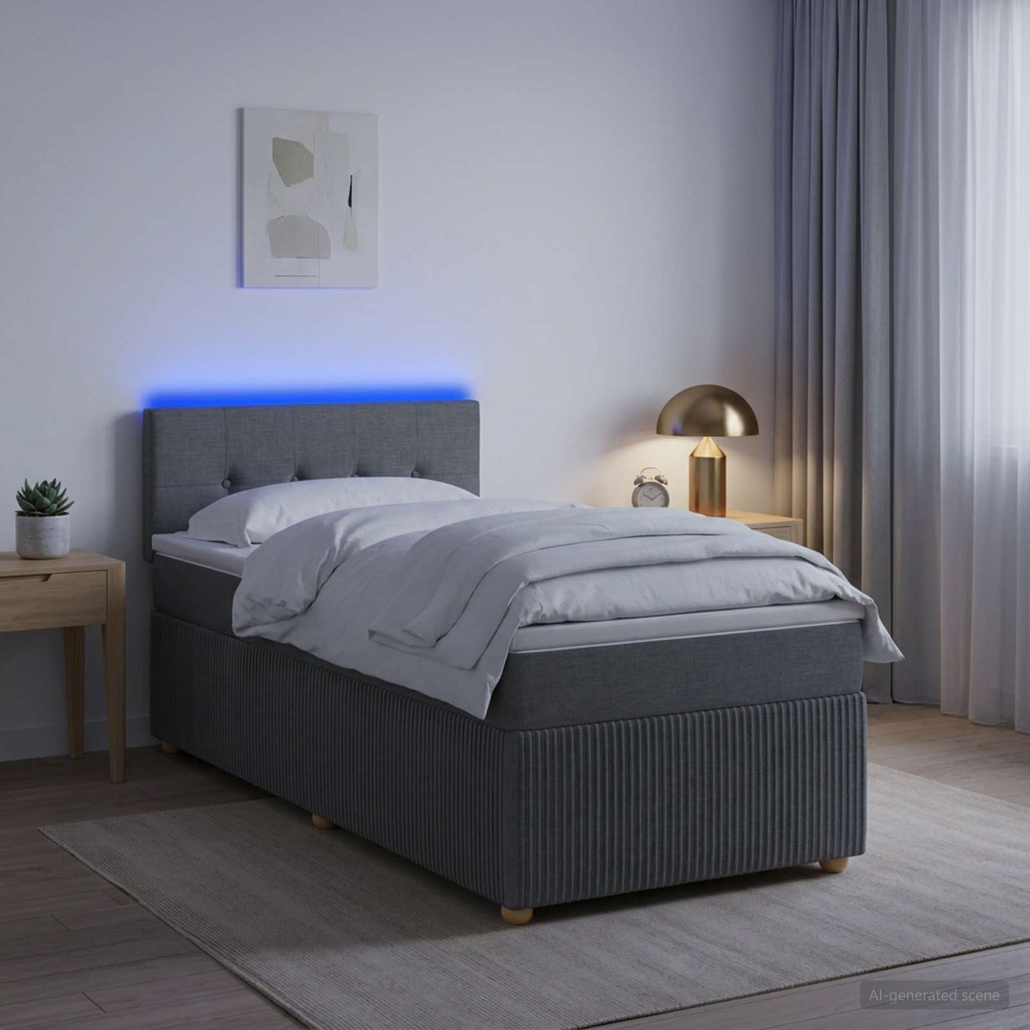 Boxspring ágy matraccal Sötétszürke 80 x 200 cm Szövet