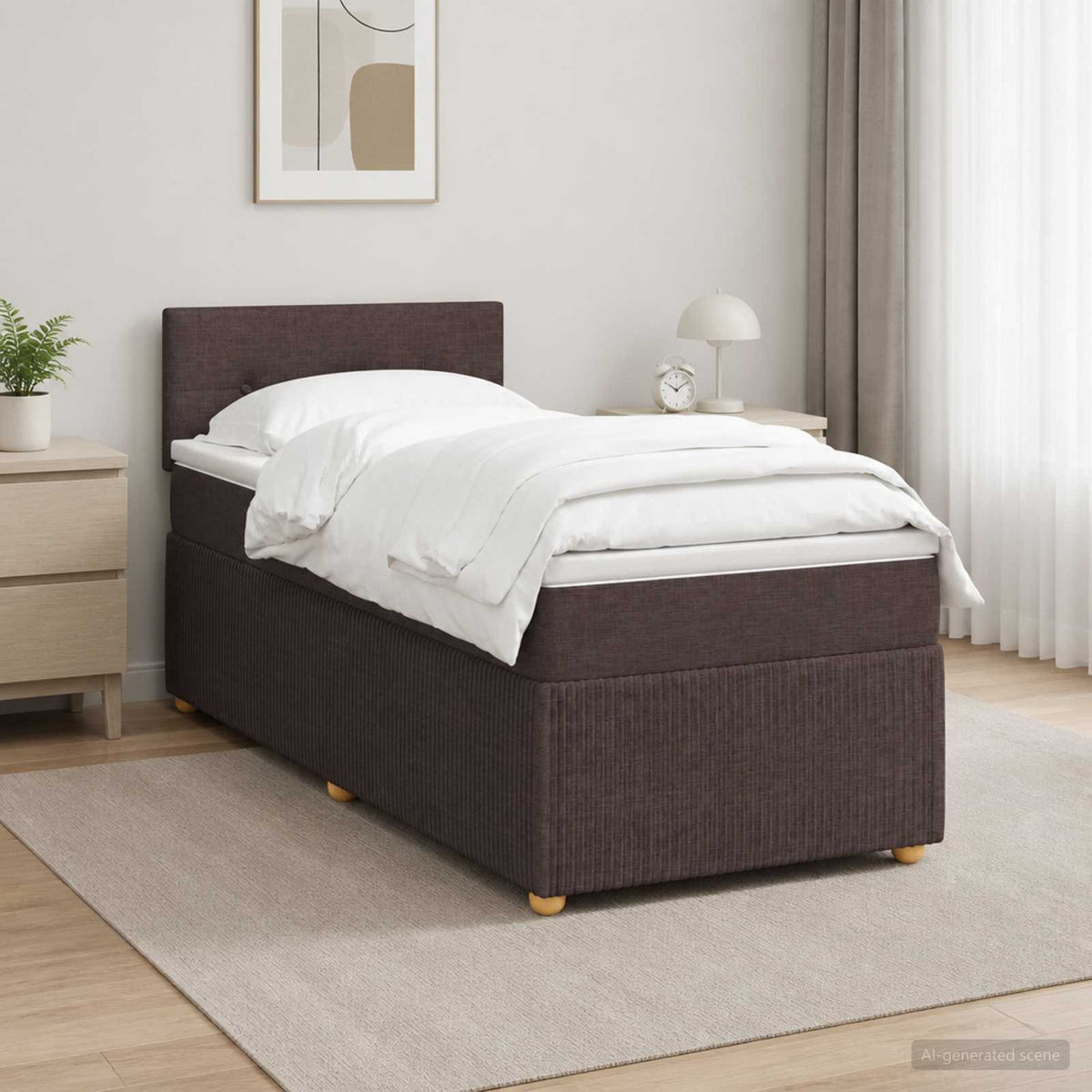 Boxspring ágy matraccal Sötét Barna 90 x 190 cm Szövet