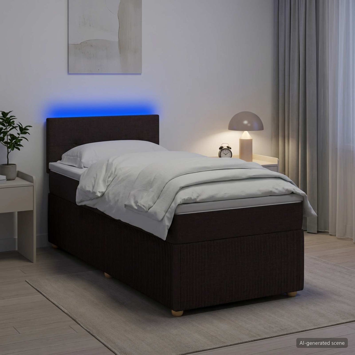 Boxspring ágy matraccal Sötét Barna 80 x 200 cm Szövet