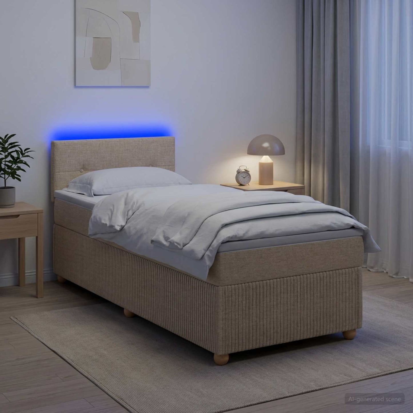 Boxspring ágy matraccal Krémszínű 90 x 200 cm Szövet
