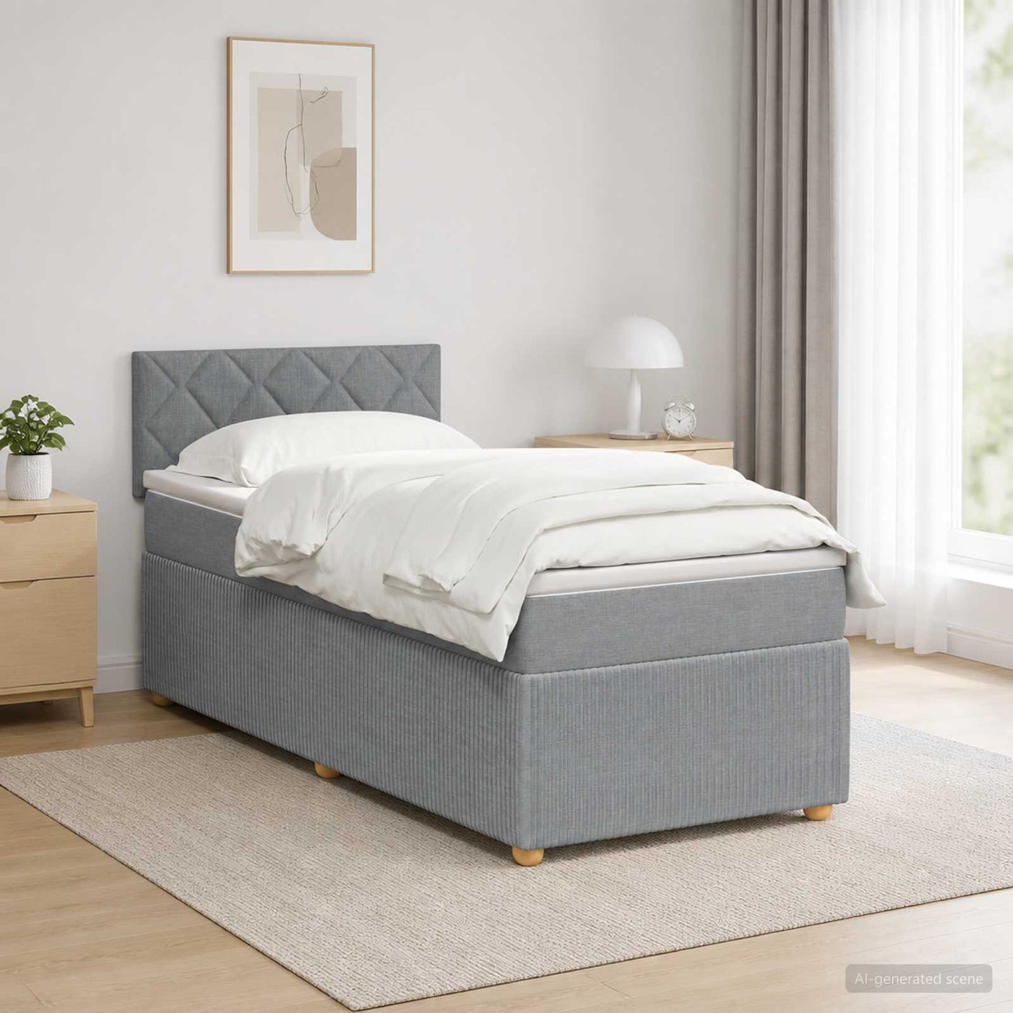 Boxspring ágy matraccal és LED-del Világosszürke 90 x 190 cm