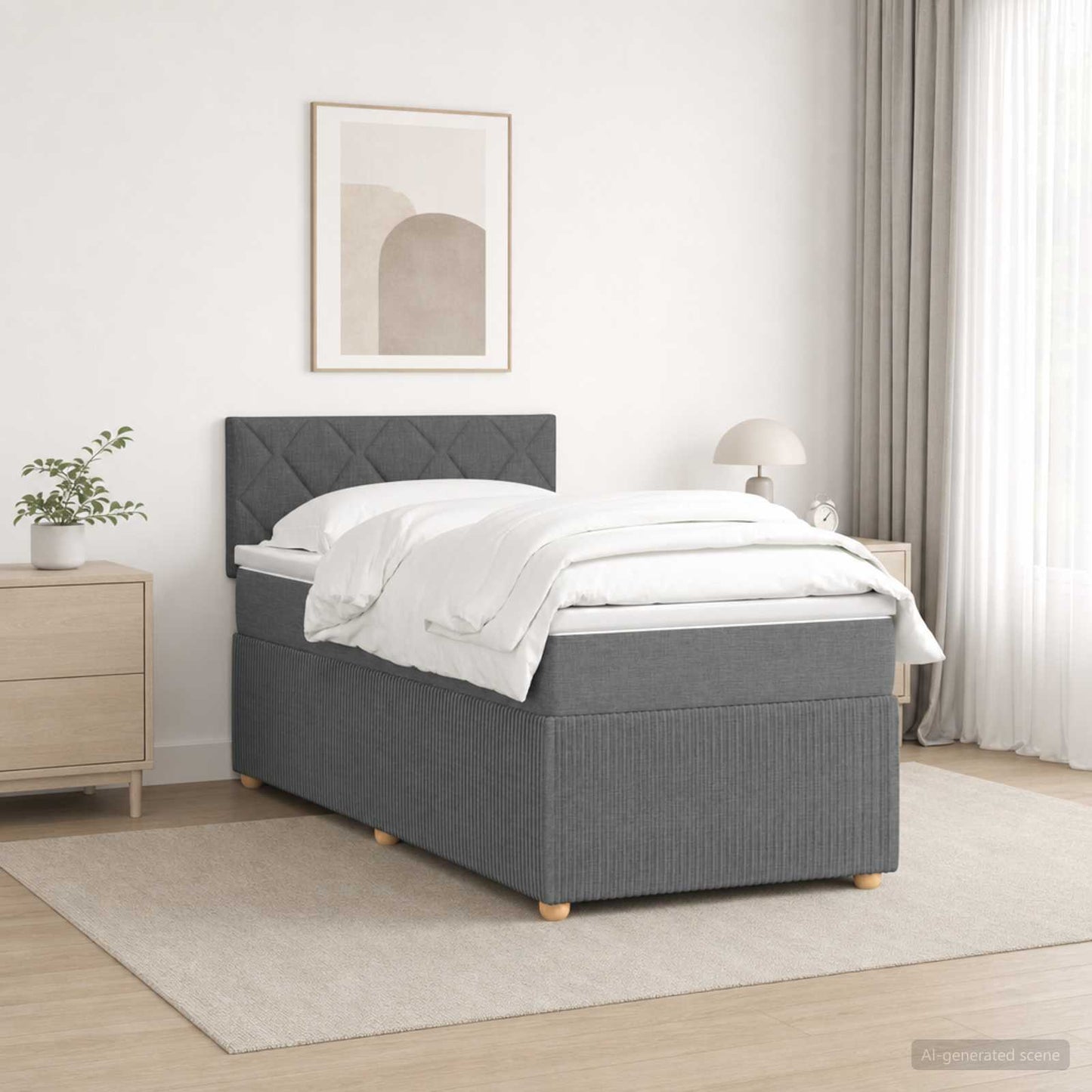 Boxspring ágy matraccal és LED-del Sötétszürke 90 x 190 cm