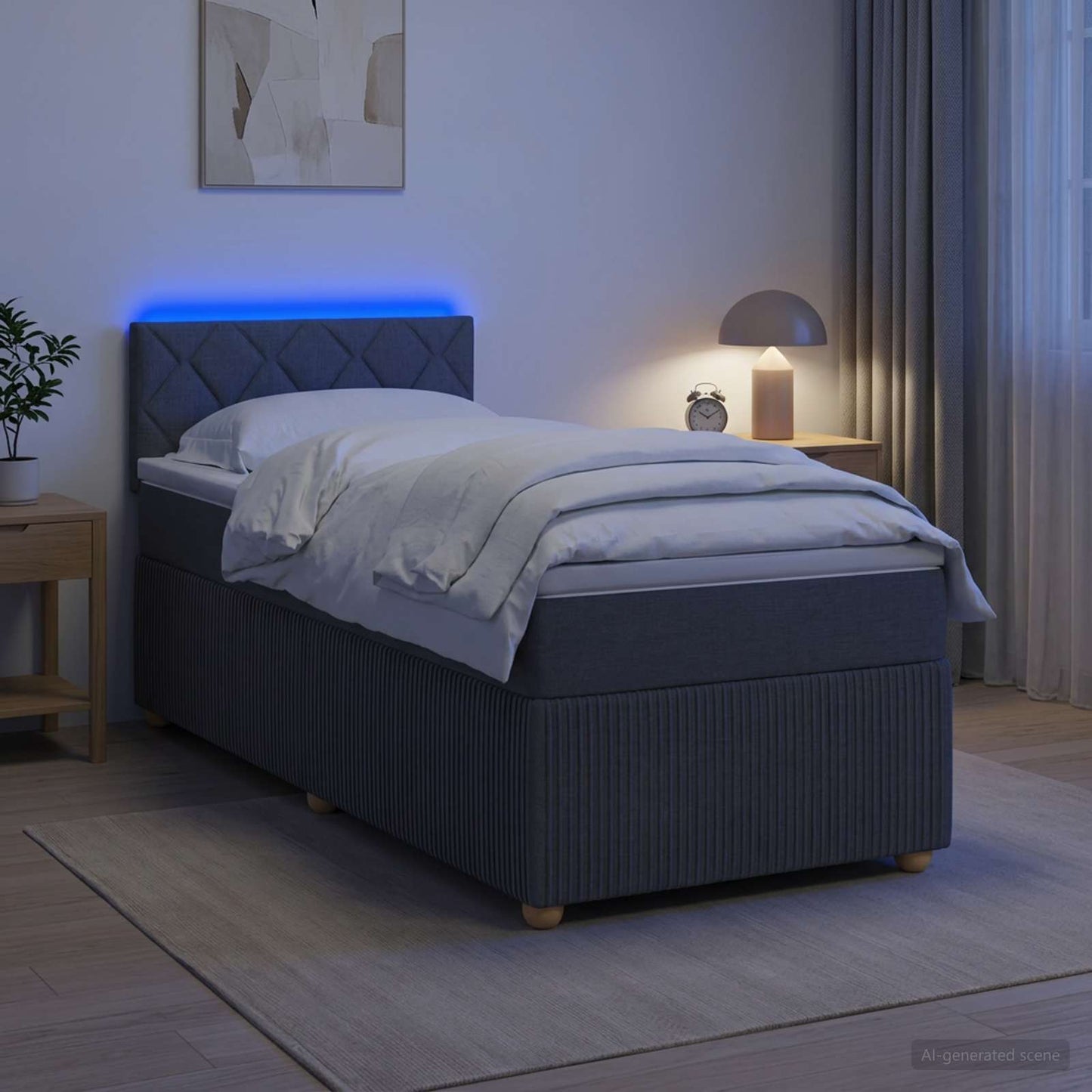 Boxspring ágy matraccal és LED-del Sötétszürke 90 x 190 cm