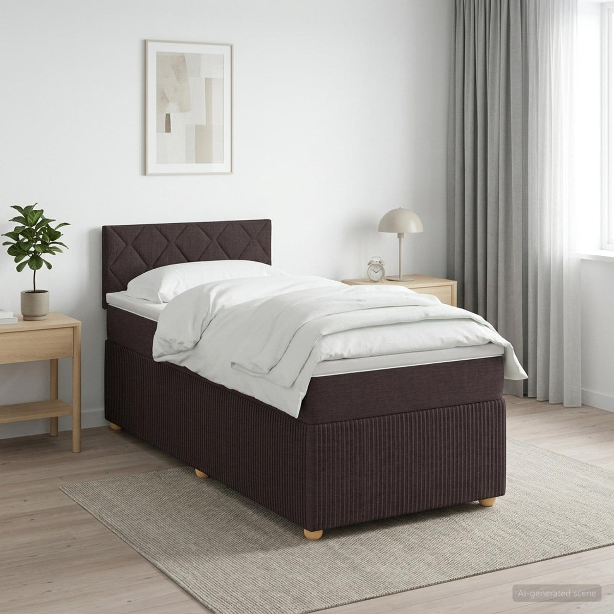 Boxspring ágy matraccal Sötét Barna 90 x 200 cm Szövet