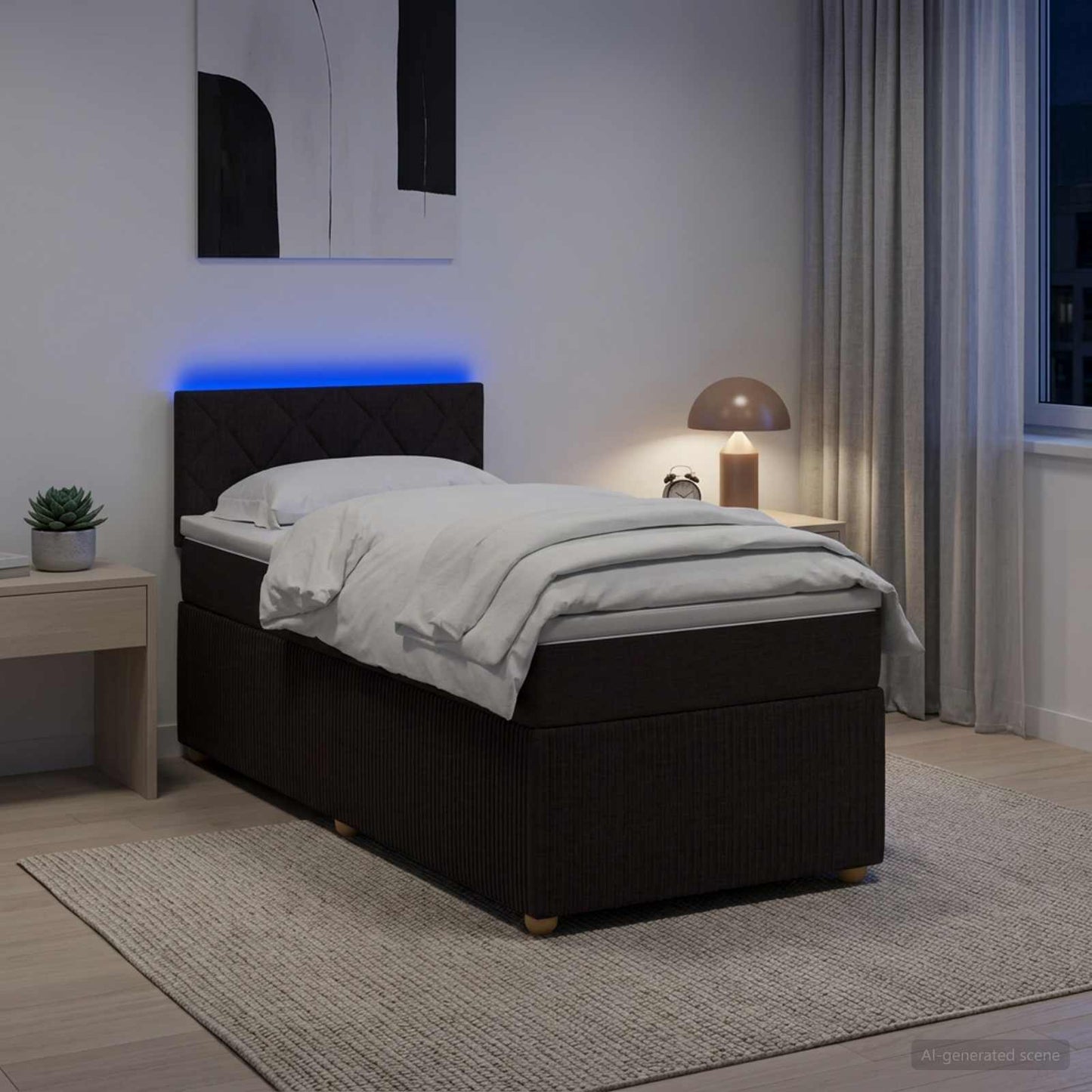 Boxspring ágy matraccal Sötét Barna 90 x 190 cm Szövet