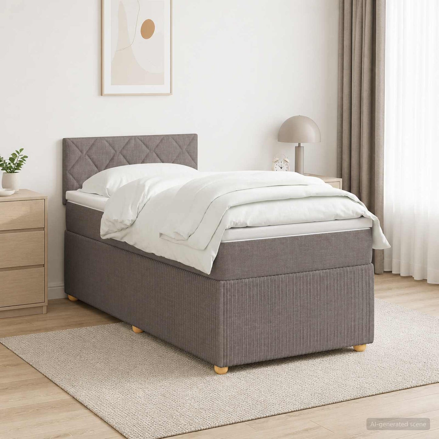 Boxspring ágy matraccal fejtámlával Tópszínű 80 x 200 cm Szövet