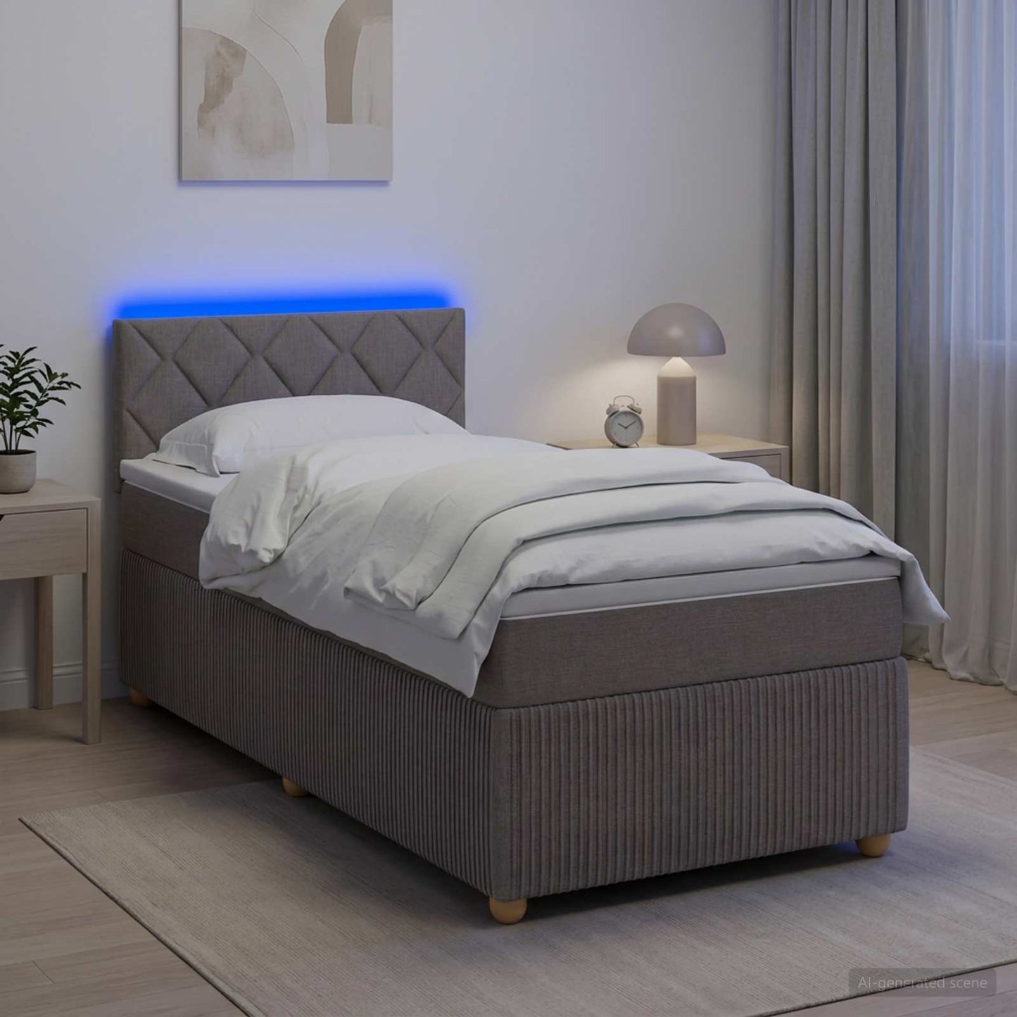 Boxspring ágy matraccal fejtámlával Tópszínű 80 x 200 cm Szövet