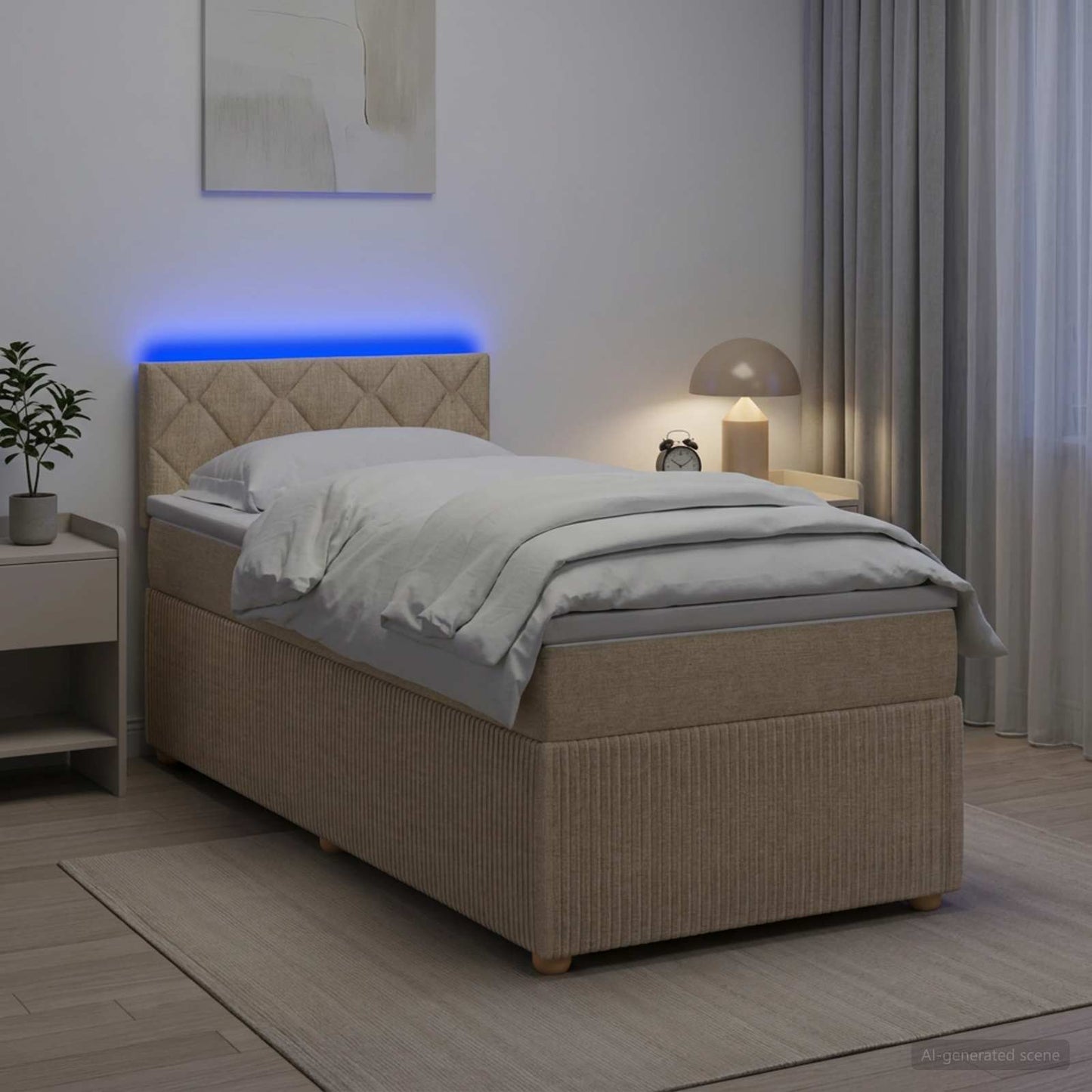 Boxspring ágy matraccal Krémszínű 80 x 200 cm Szövet
