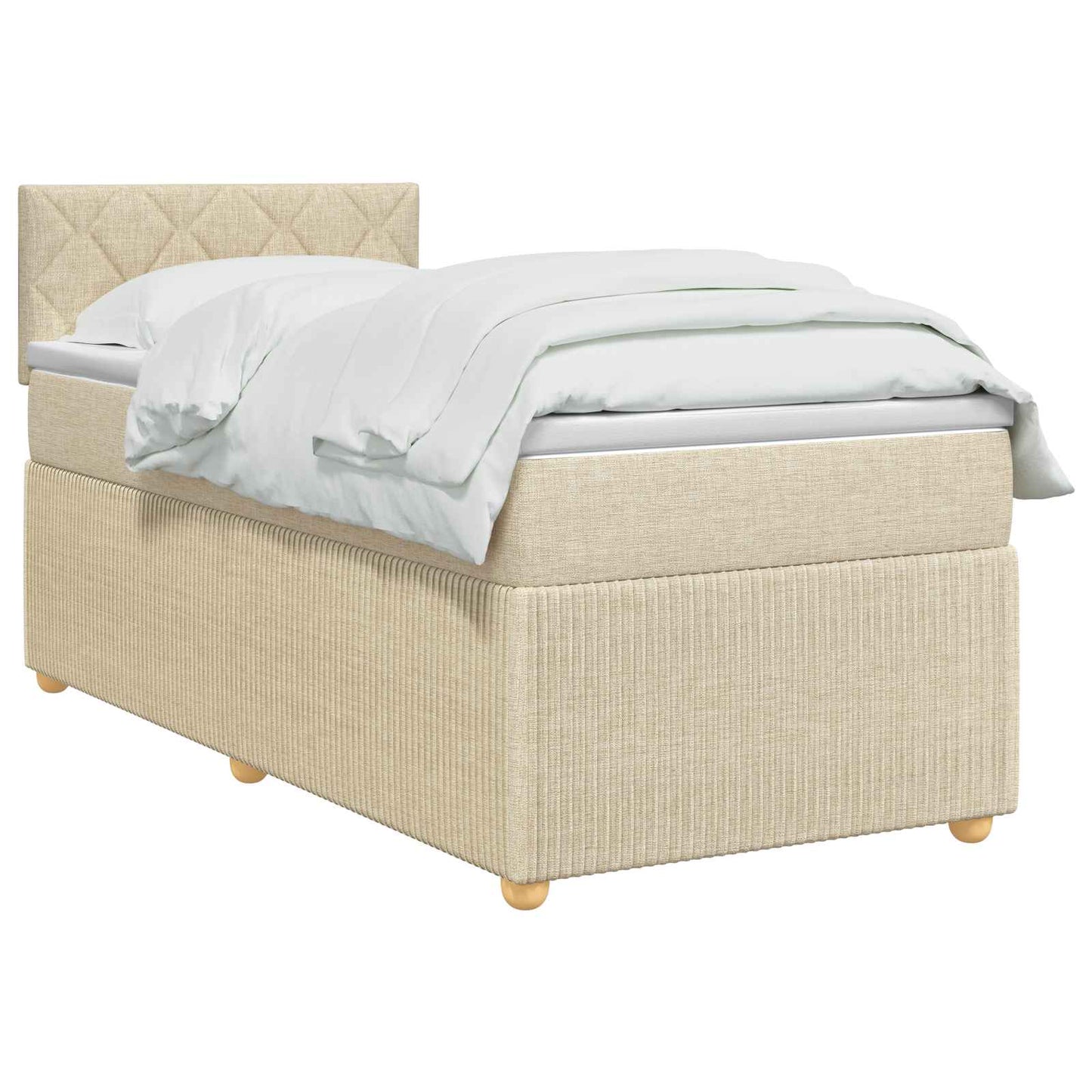 Boxspring ágy matraccal Krémszínű 80 x 200 cm Szövet