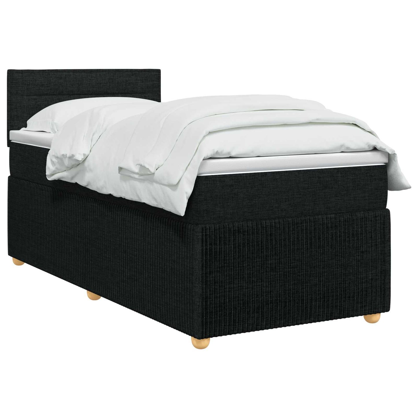 Boxspring ágy matraccal fejtámlával Fekete 90 x 190 cm Szövet