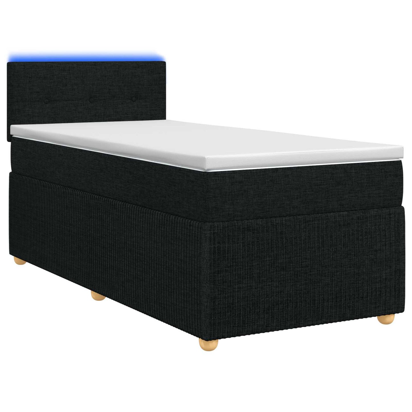 Boxspring ágy matraccal fejtámlával Fekete 90 x 190 cm Szövet