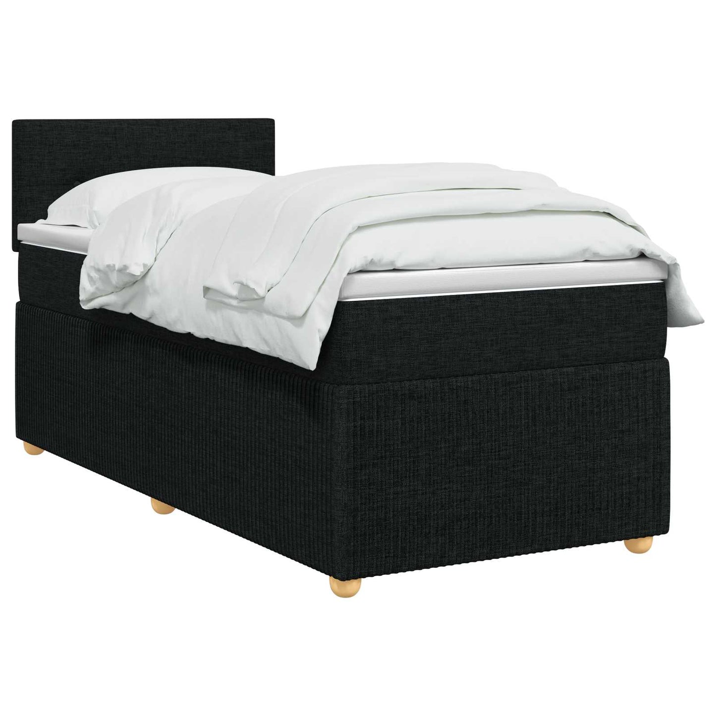 Boxspring ágy matraccal fejtámlával Fekete 90 x 190 cm Szövet