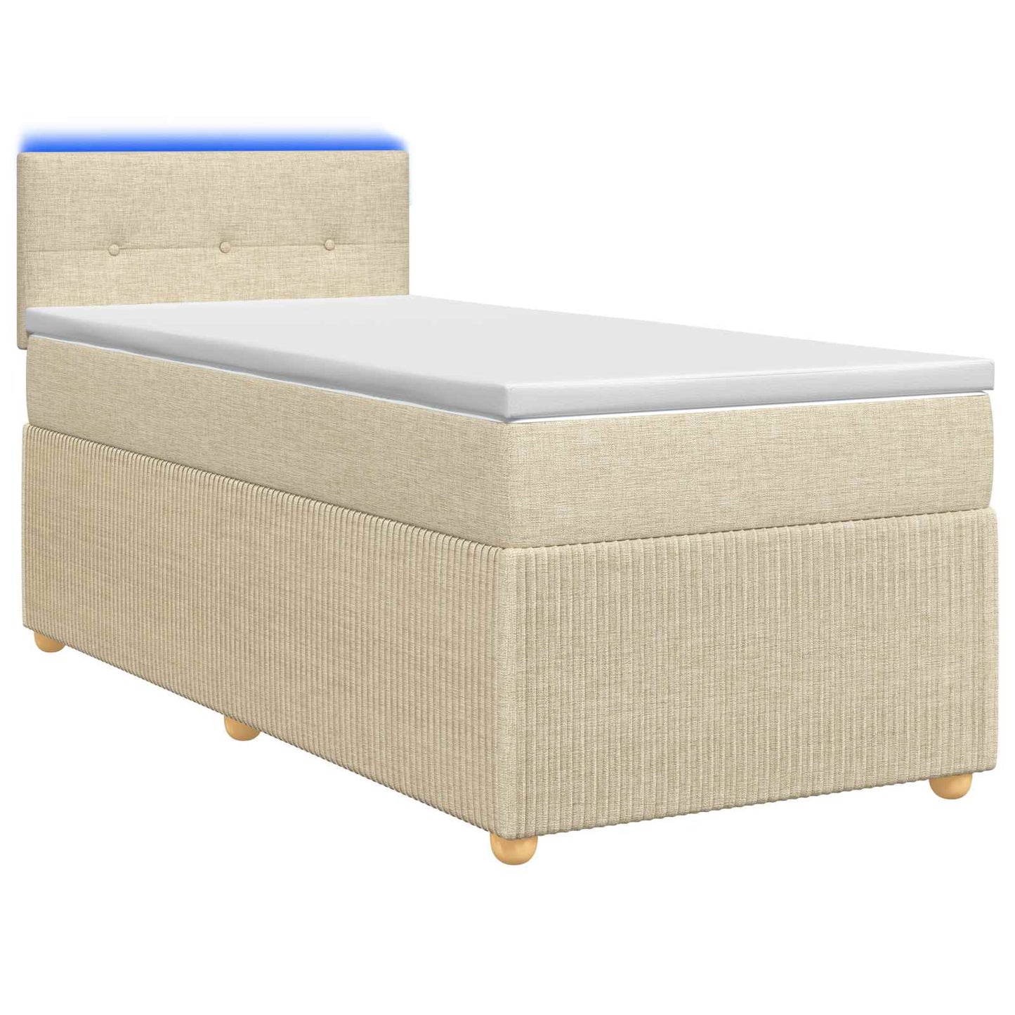 Boxspring ágy matraccal Krémszínű 90 x 200 cm Szövet