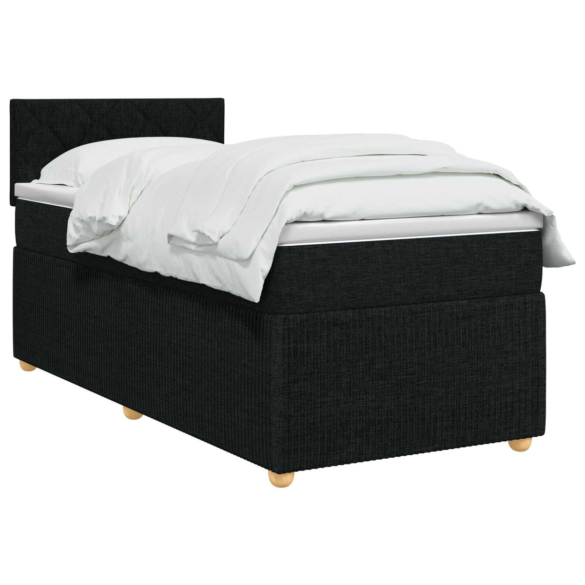 Boxspring ágy matraccal fejtámlával Fekete 90 x 200 cm Szövet