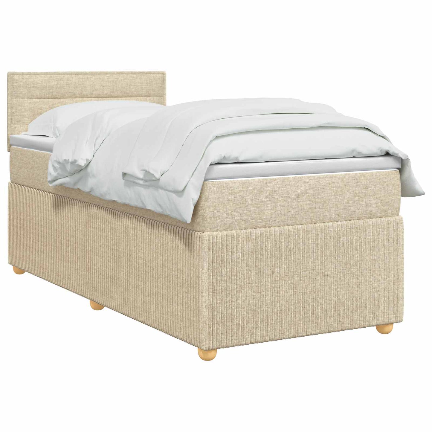 Boxspring ágy matraccal Krémszínű 100 x 200 cm Szövet