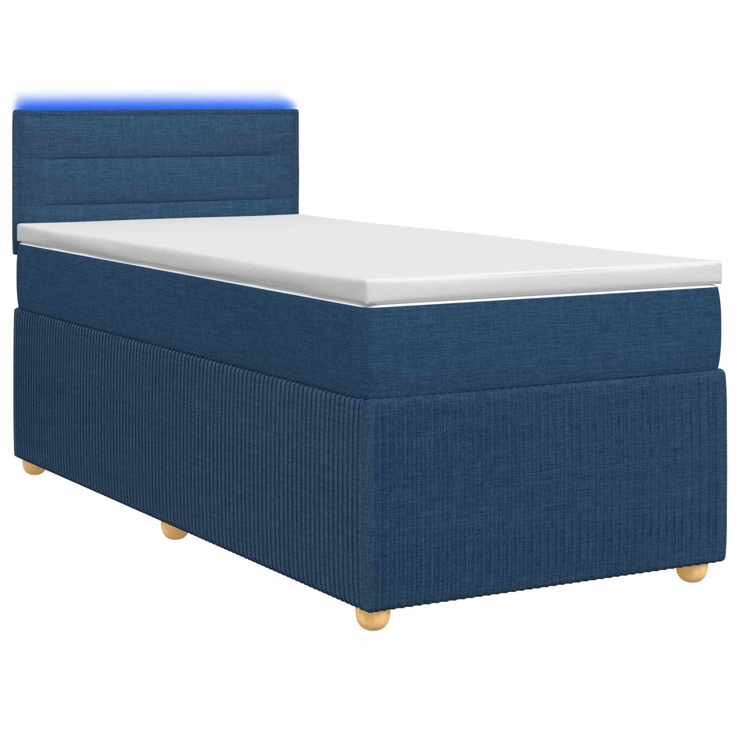 Boxspring ágy matraccal LED szalagokkal Kék 100 x 200 cm Szövet