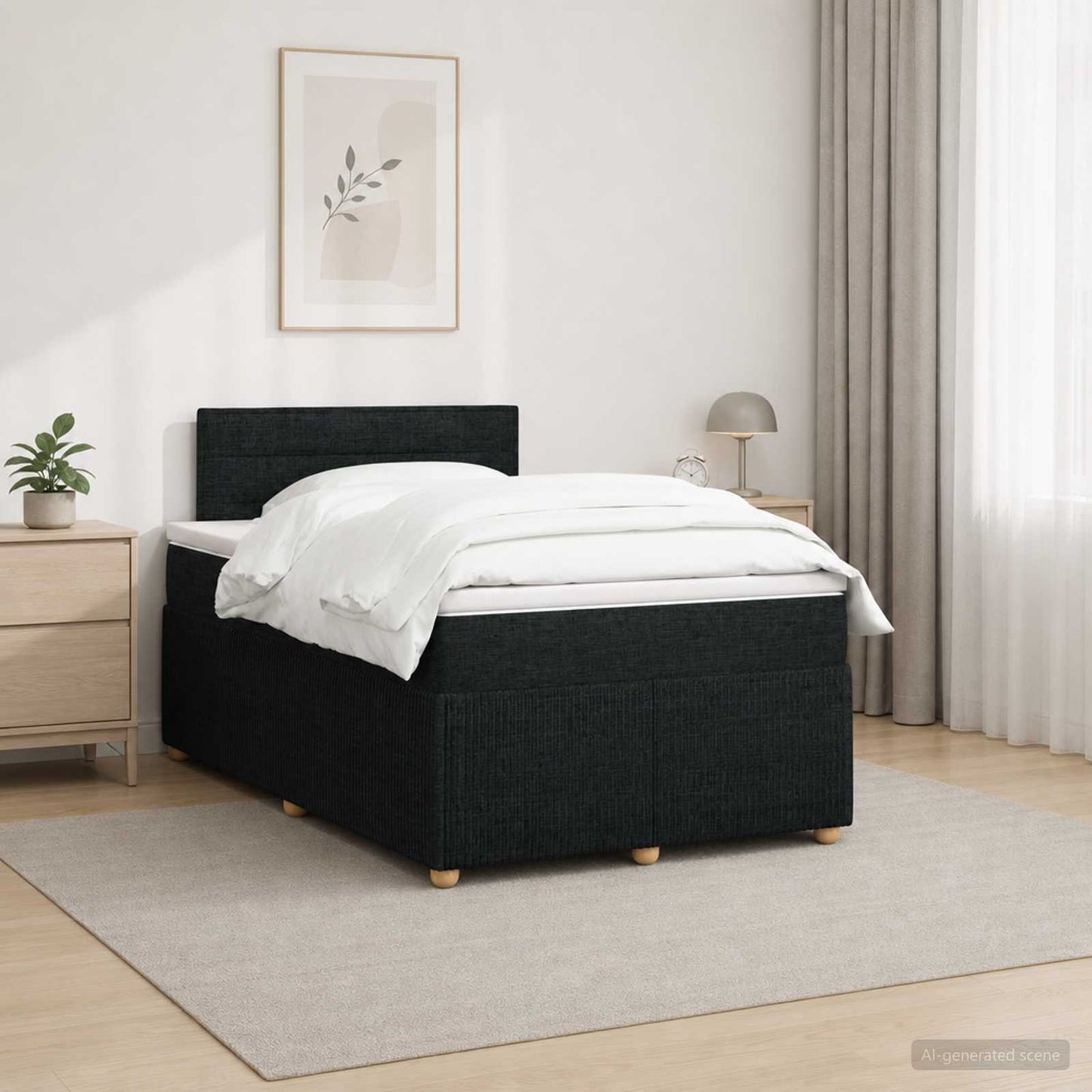 Boxspring ágy matraccal fejtámlával Fekete 120 x 200 cm Szövet