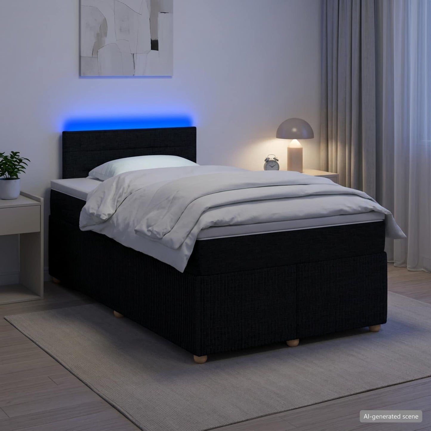 Boxspring ágy matraccal fejtámlával Fekete 120 x 190 cm Szövet