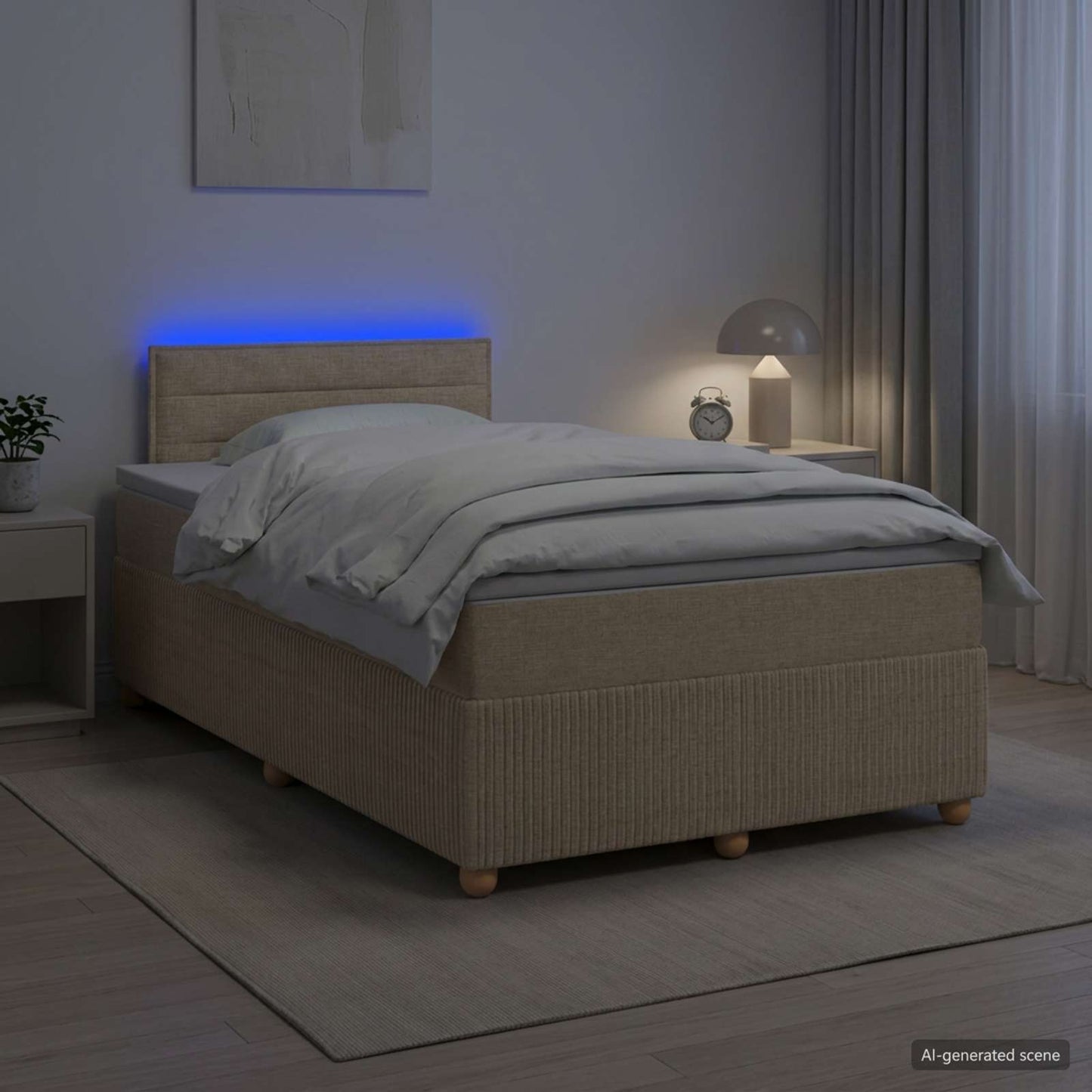 Boxspring ágy matraccal Krémszínű 120 x 190 cm Szövet