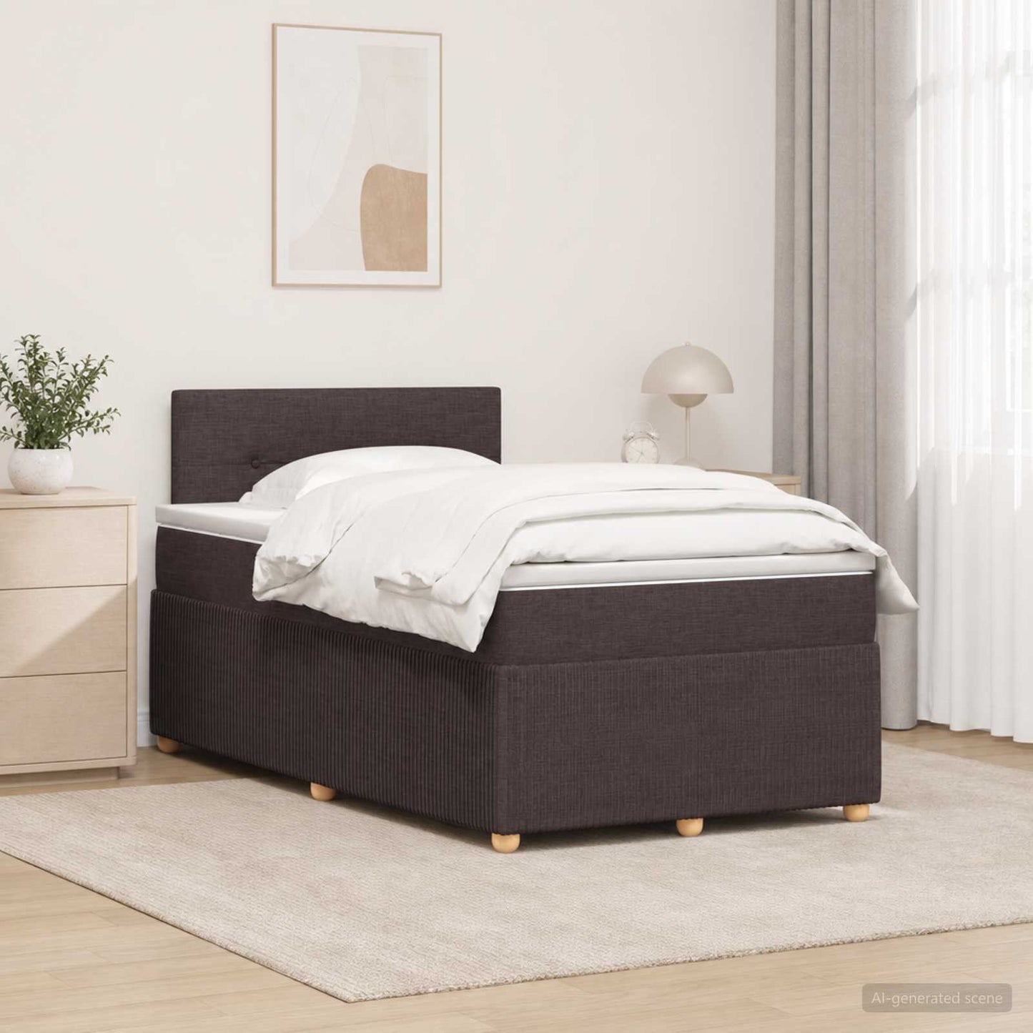 Boxspring ágy matraccal Sötét Barna 120 x 190 cm Szövet