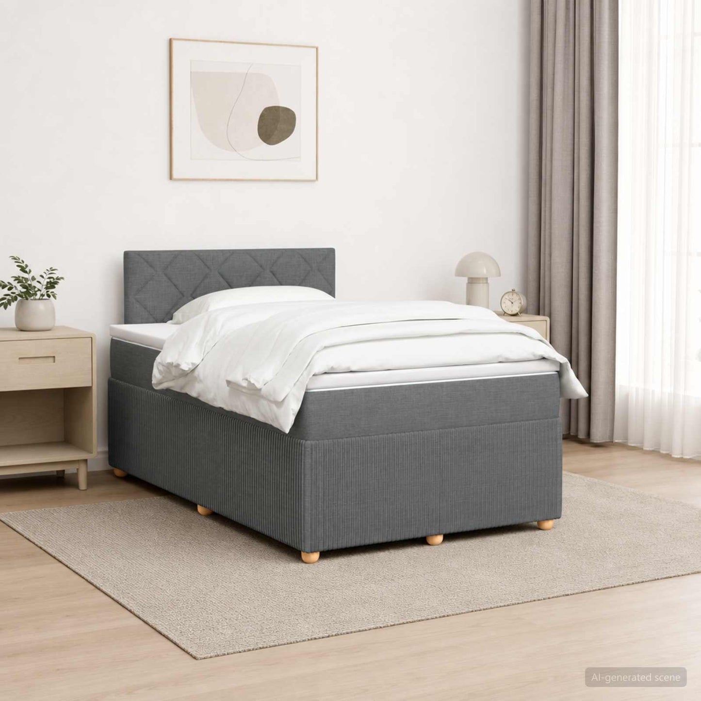 Boxspring ágy matraccal Sötétszürke 120 x 190 cm Szövet