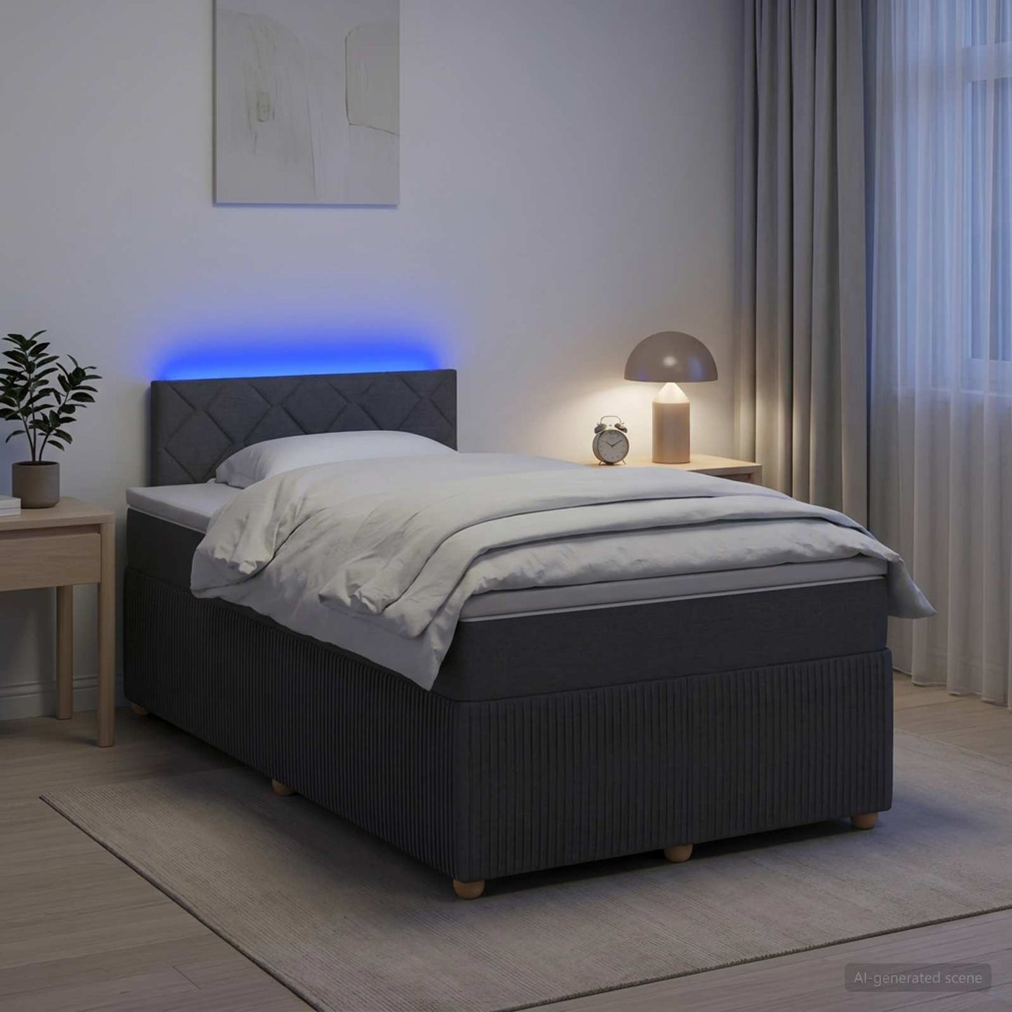 Boxspring ágy matraccal Sötétszürke 120 x 190 cm Szövet
