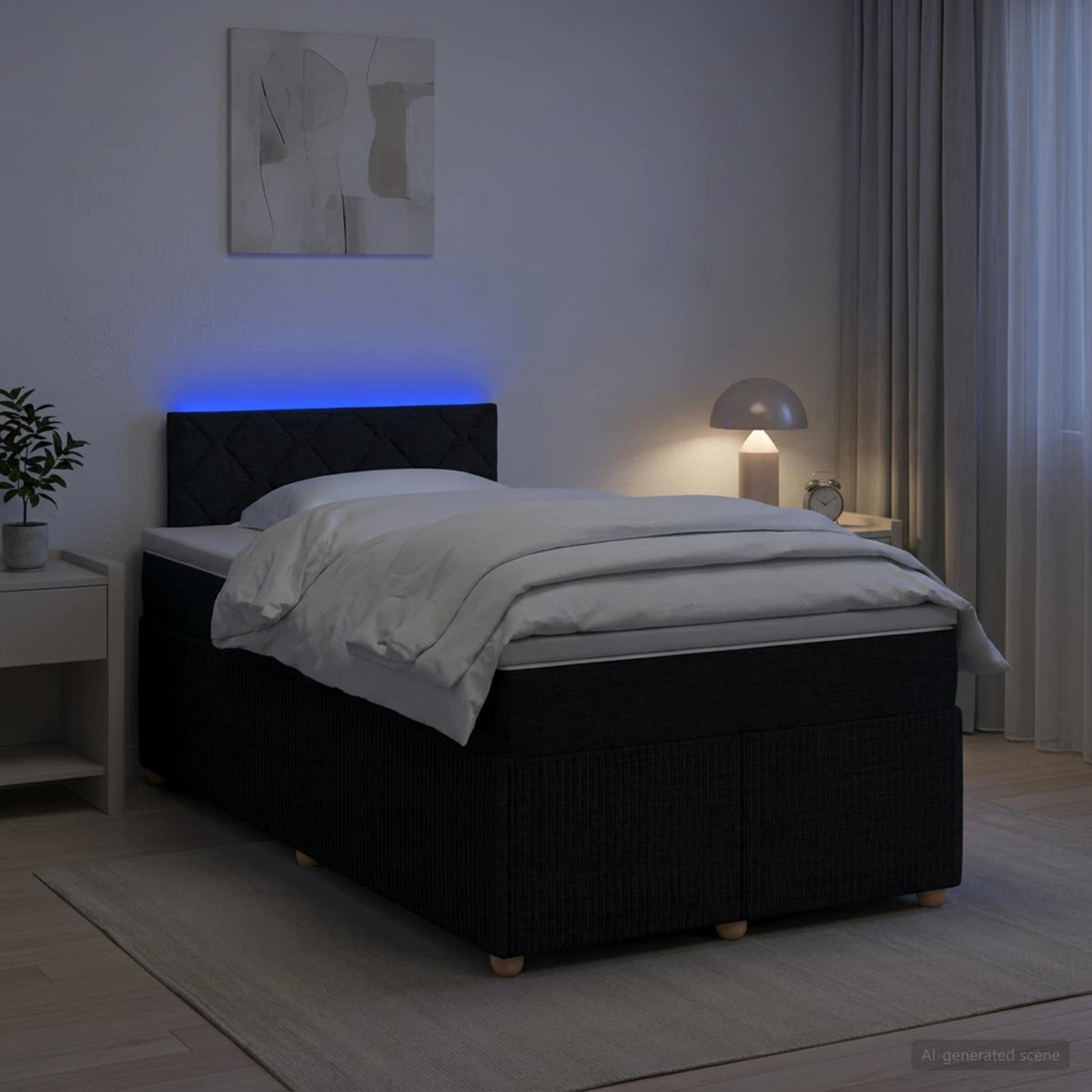Boxspring ágy matraccal fejtámlával Fekete 120 x 200 cm Szövet