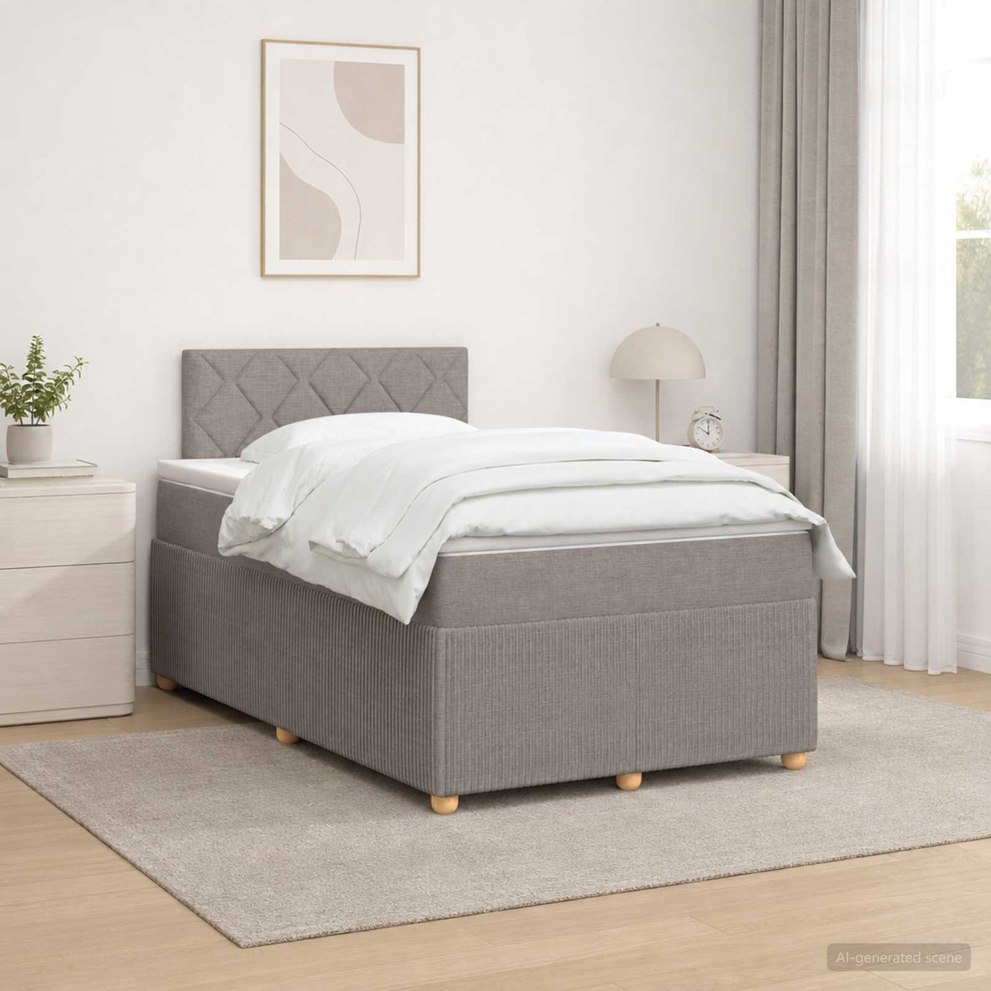 Boxspring ágy matraccal Tópszínű 120 x 190 cm Szövet