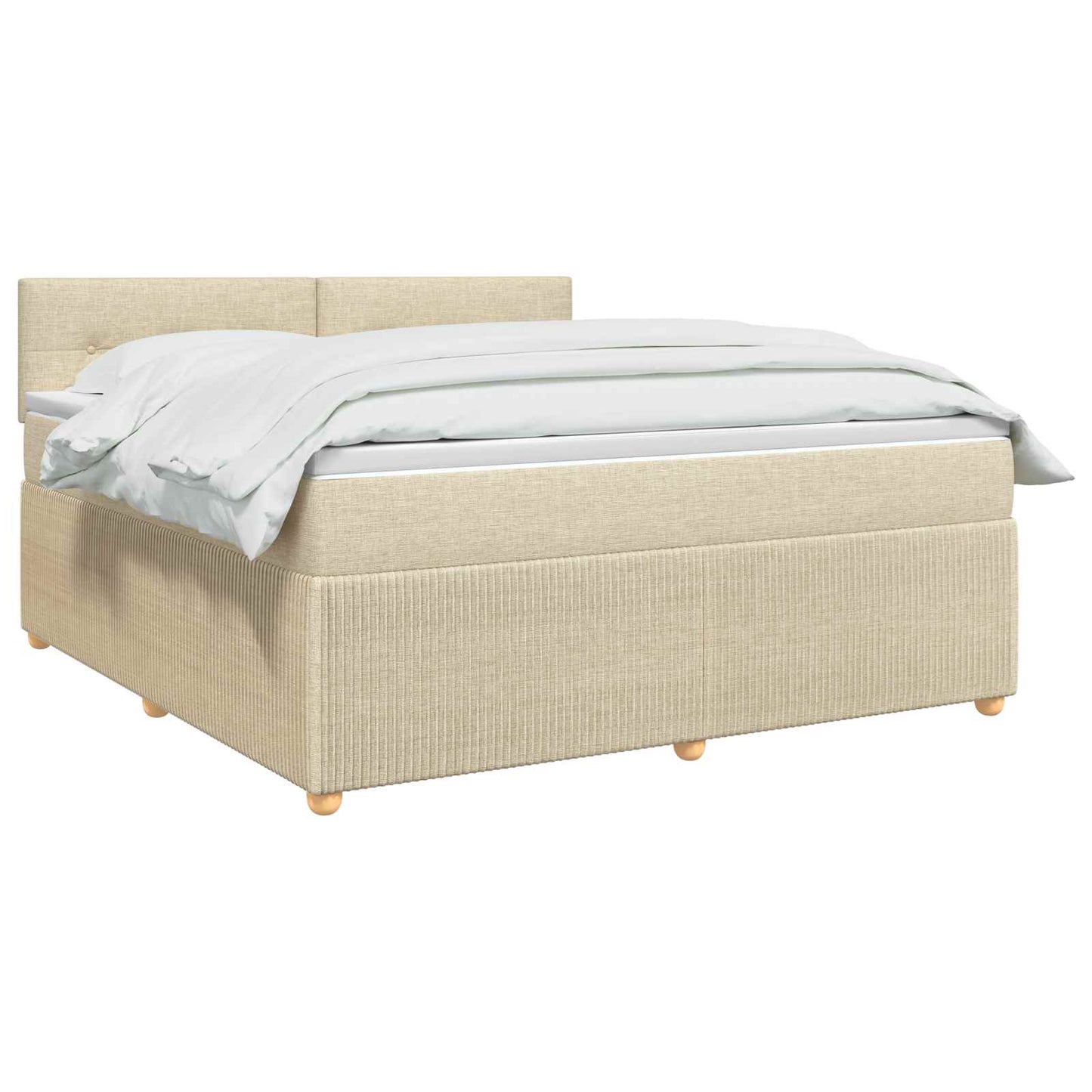 Boxspring ágy matraccal Krémszínű 140 x 190 cm Szövet