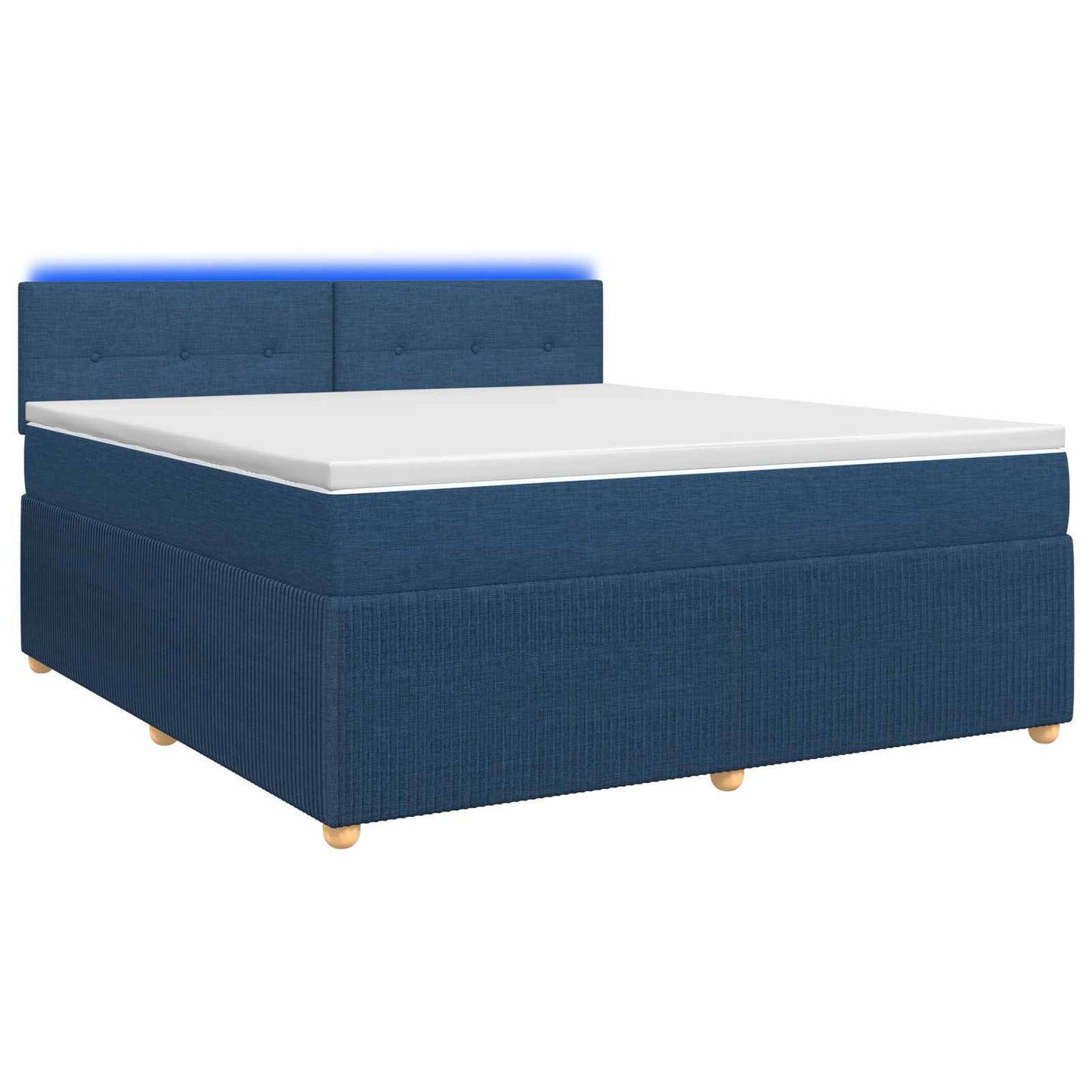 Boxspring ágy matraccal LED szalagokkal Kék 140 x 200 cm Szövet