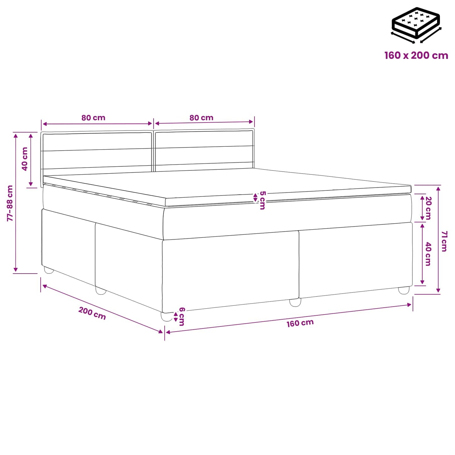 Boxspring ágy matraccal Világosszürke 160 x 200 cm Szövet