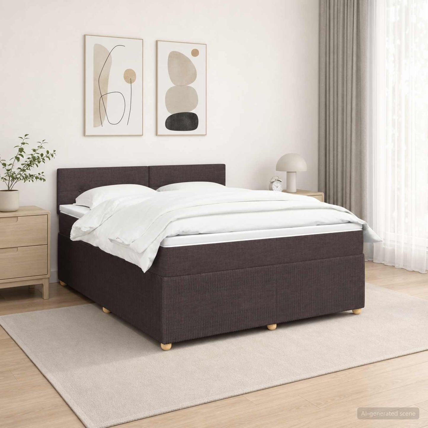 Boxspring ágy matraccal Sötét Barna 140 x 190 cm Szövet